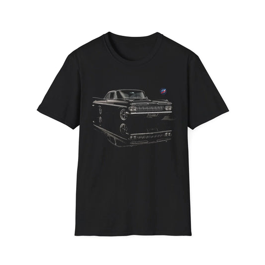 1959 Chevy Impala Shirt  Classic Lowrider Black Coupe Reflection Tee Unisex T-shirt, Sweatshirt, Hoodie, Long Sleeve Tee - T-Shirt, Sweatshirt, Hoodie