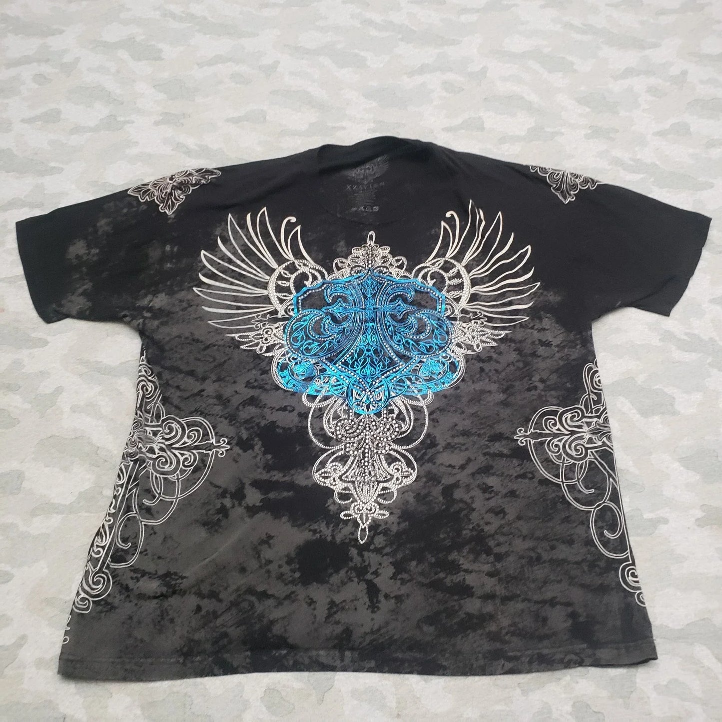 Xzavier Shirt Mens 2XL Black Short Sleeve Grunge AOP Unisex T-shirt, Sweatshirt, Hoodie, Long Sleeve Tee - T-Shirt, Sweatshirt, Hoodie