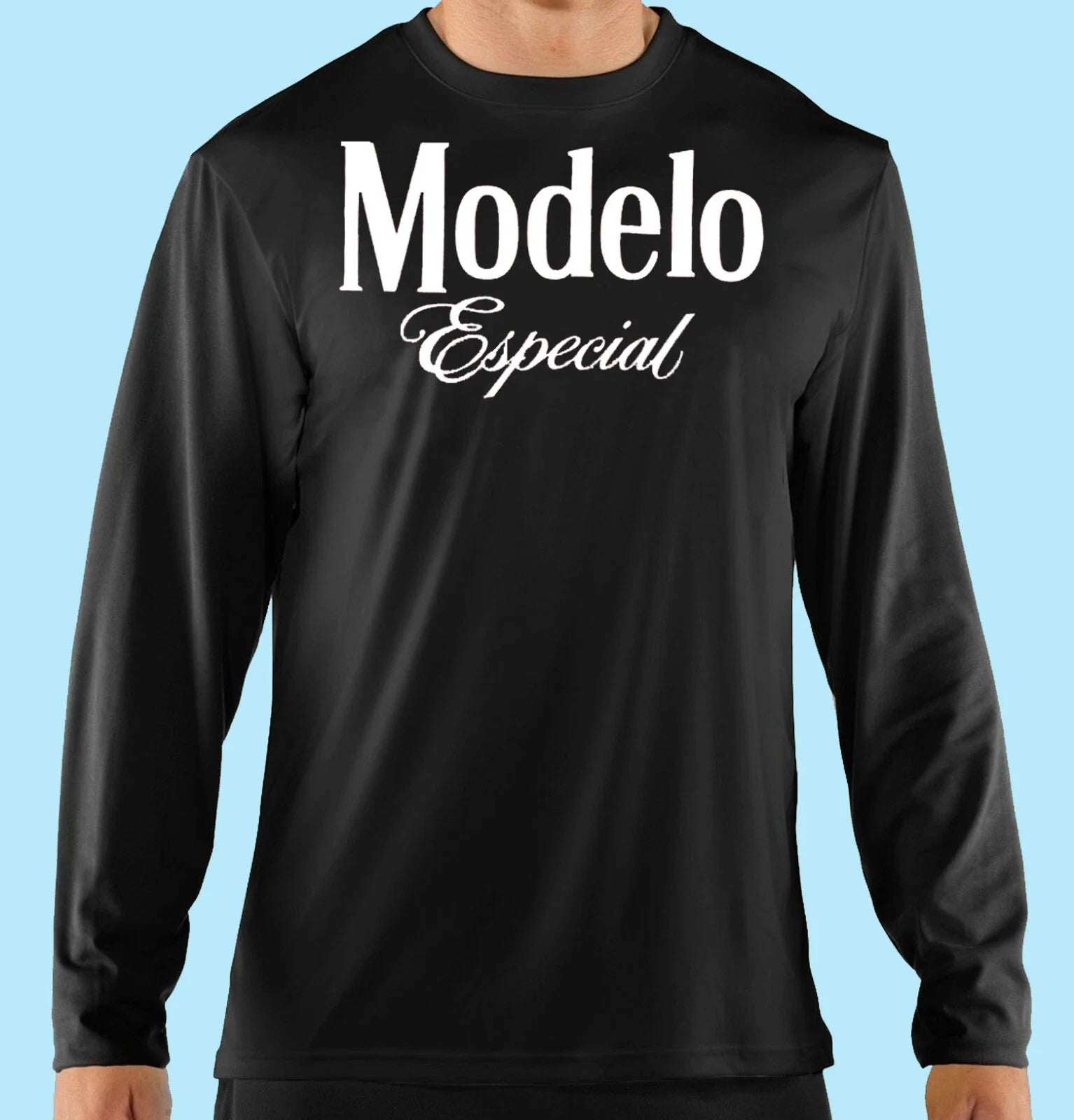 Black T Shirt, Long Sleeve, "Modelo" Beer, Club, Bar Promo, 100% Cotton Unisex T-shirt, Sweatshirt, Hoodie, Long Sleeve Tee - T-Shirt, Sweatshirt, Hoodie