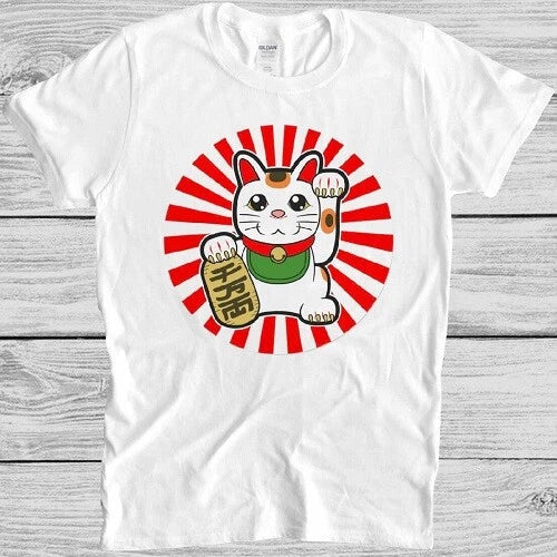 Maneki-Neko T Shirt Japanese Lucky Cat Chinese Cool Gift Tee M253 Unisex T-shirt, Sweatshirt, Hoodie, Long Sleeve Tee - T-Shirt, Sweatshirt, Hoodie