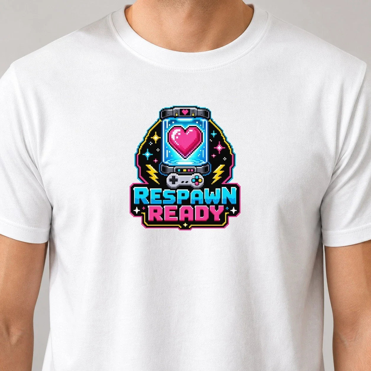 Respawn Ready Pixel Heart T-Shirt Retro Gamer Tee Gift Unisex T-shirt, Sweatshirt, Hoodie, Long Sleeve Tee - T-Shirt, Sweatshirt, Hoodie