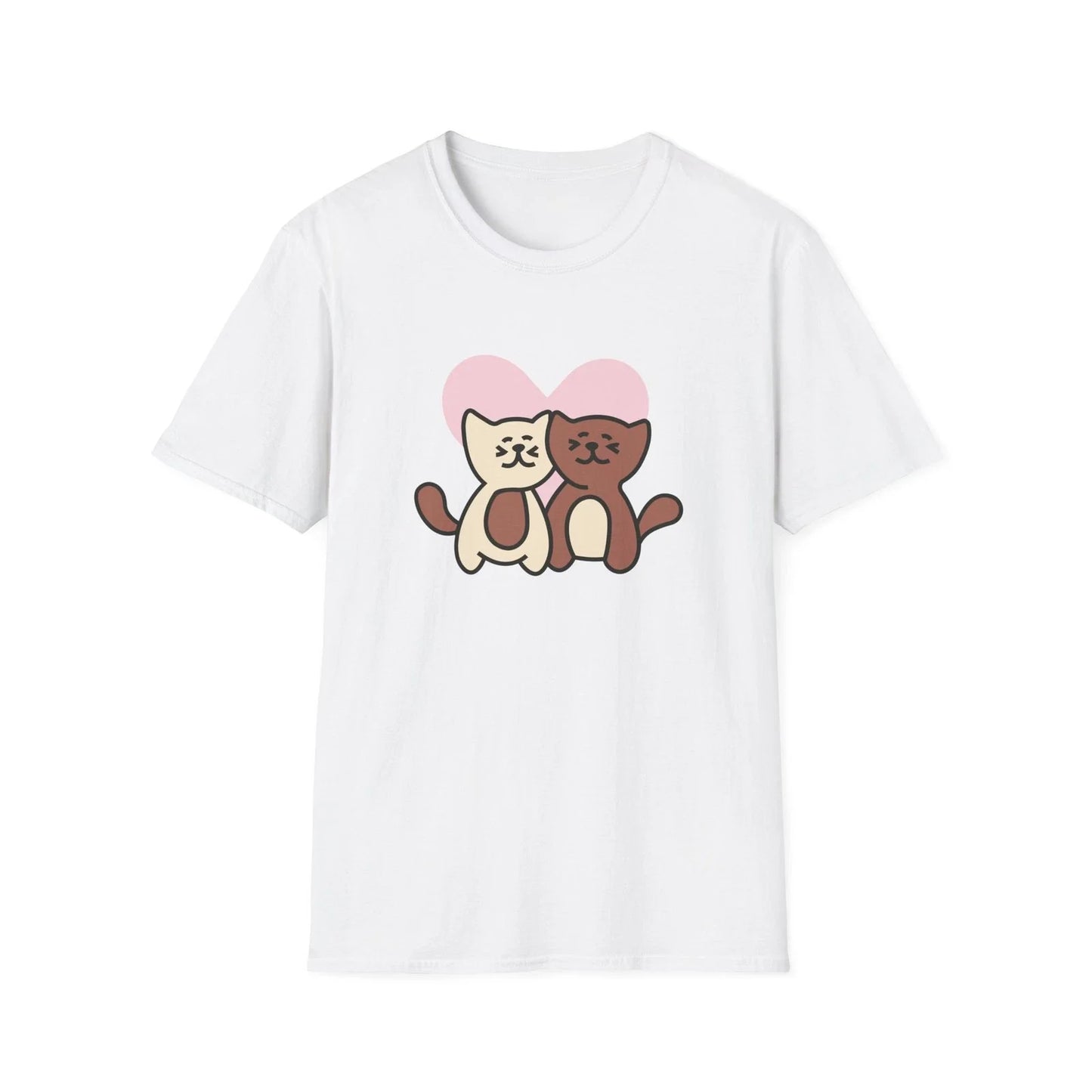 Cute Cartoon Cats Heart T-Shirt Kawaii Cat Couple Tee Unisex T-shirt, Sweatshirt, Hoodie, Long Sleeve Tee - T-Shirt, Sweatshirt, Hoodie