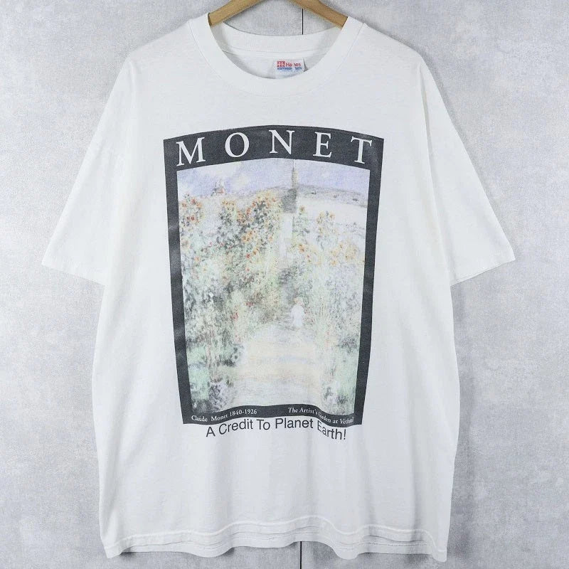 90's Claude Monet "The Artist's Garden at Vtheuil" Art Print T-Shirt S-5XL Unisex T-shirt, Sweatshirt, Hoodie, Long Sleeve Tee - T-Shirt, Sweatshirt, Hoodie