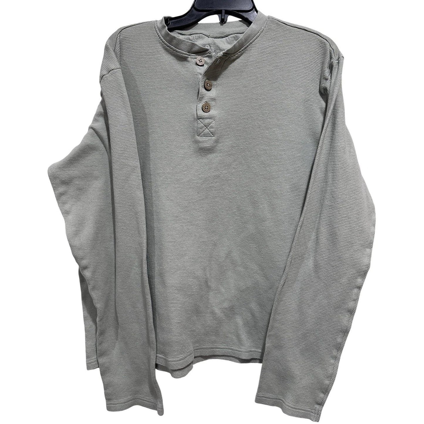 Honest Waffle Henley Shirt Men Large Green Knit Organic Cotton Minimalist Casual Unisex T-shirt, Sweatshirt, Hoodie, Long Sleeve Tee - T-Shirt, Sweatshirt, Hoodie