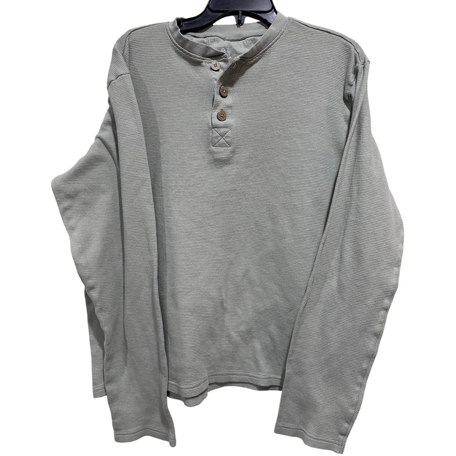 Honest Waffle Henley Shirt Men Large Green Knit Organic Cotton Minimalist Casual Unisex T-shirt, Sweatshirt, Hoodie, Long Sleeve Tee - T-Shirt, Sweatshirt, Hoodie