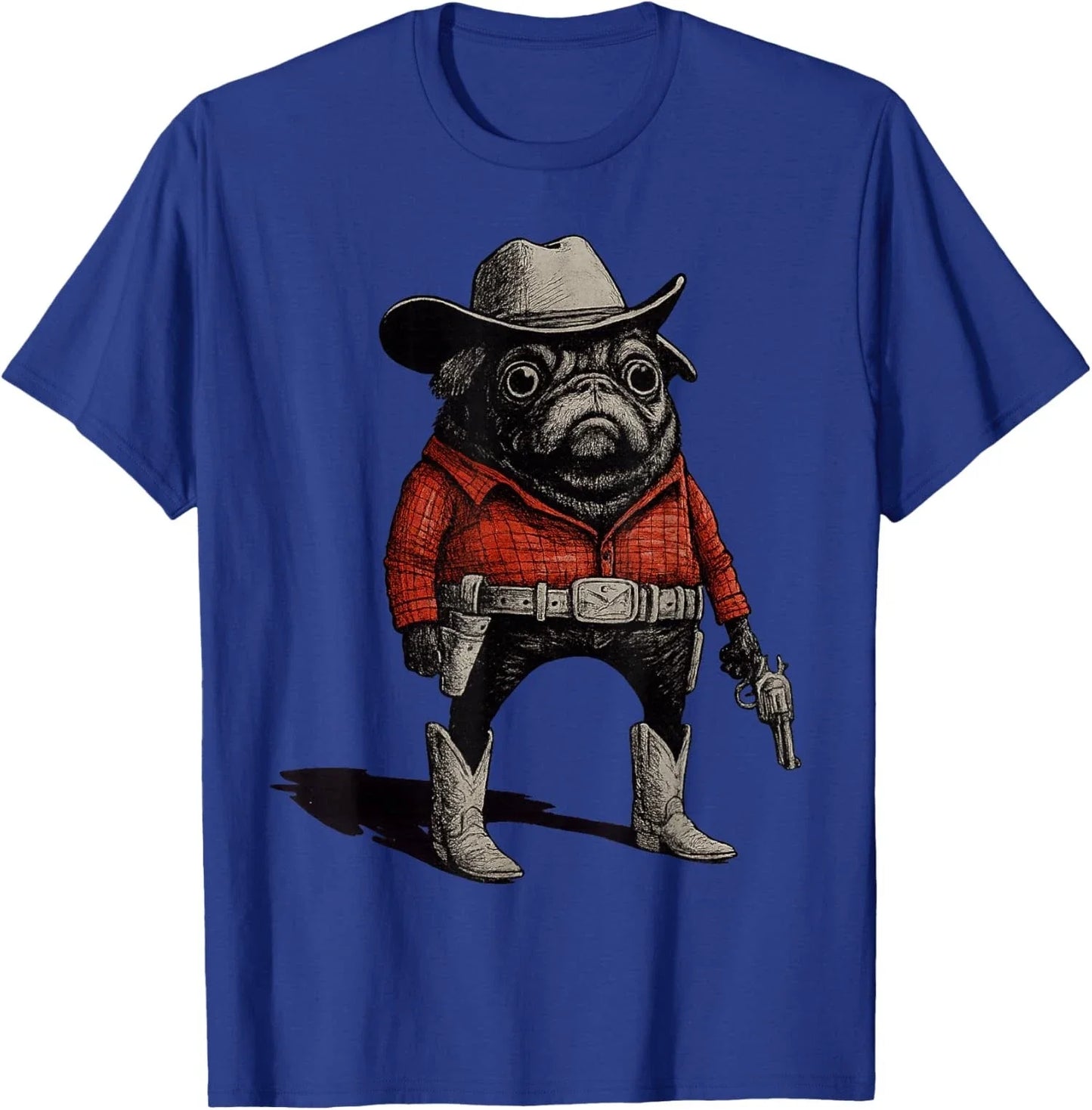 Cowboy Pug Dog Funny Western Red Pug Meme Unisex T-Shirt Unisex T-shirt, Sweatshirt, Hoodie, Long Sleeve Tee - T-Shirt, Sweatshirt, Hoodie