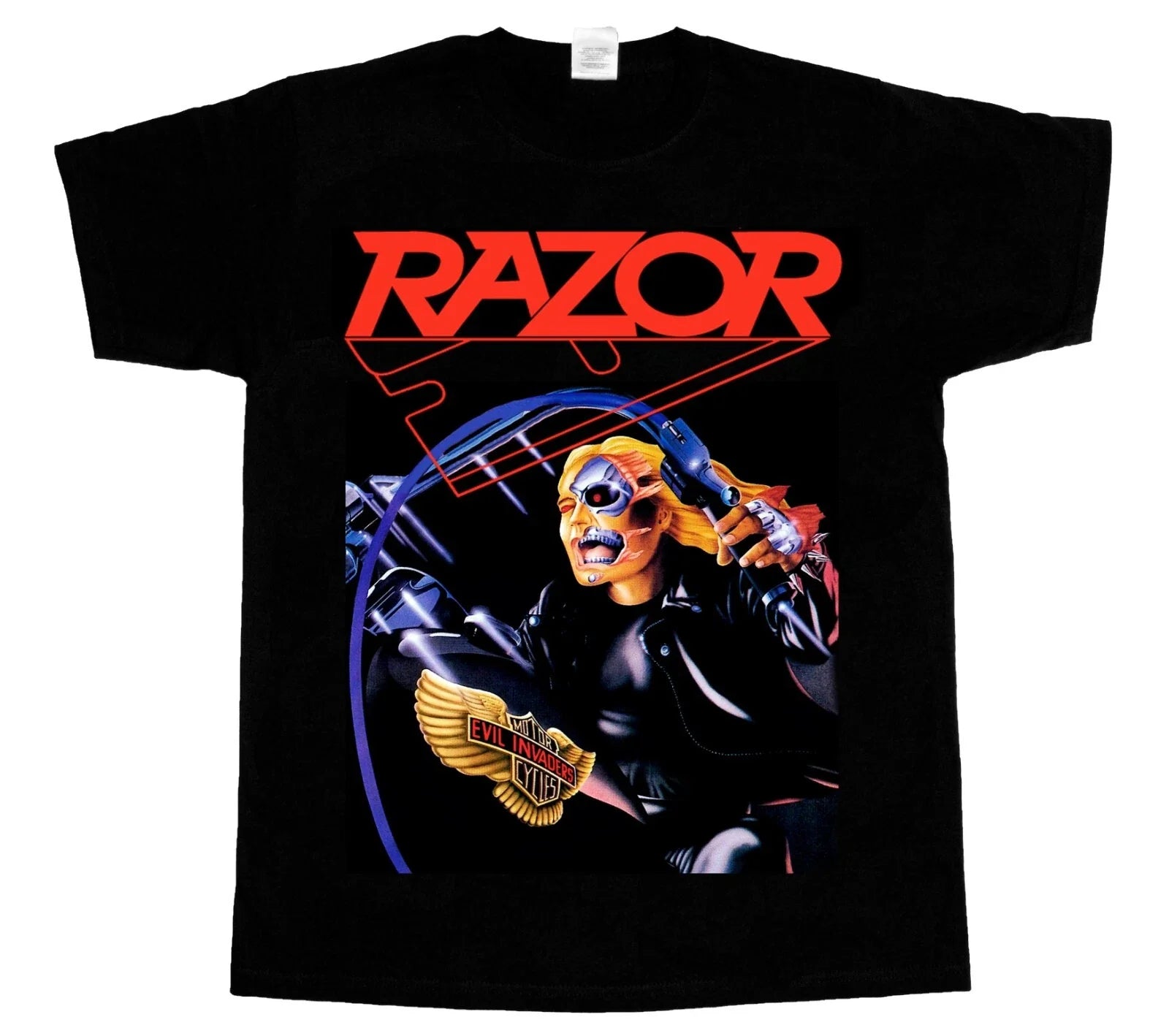 RAZOR EVIL INVADERS'85 THRASH SPEED METAL BAND SACRIFICE NEW BLACK T-SHIRT Unisex T-shirt, Sweatshirt, Hoodie, Long Sleeve Tee - T-Shirt, Sweatshirt, Hoodie