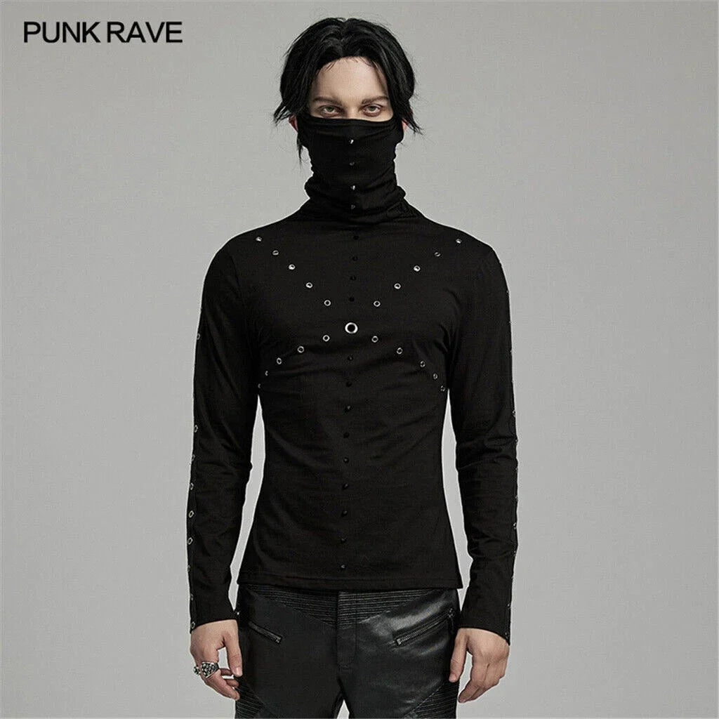 PUNK RAVE men punk rock gothic steampunk tops long sleeved shirt high collar Unisex T-shirt, Sweatshirt, Hoodie, Long Sleeve Tee - T-Shirt, Sweatshirt, Hoodie