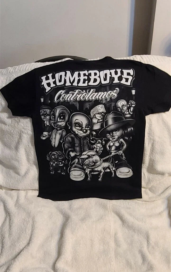 HOMEBOYS CONTROLAMOS CHOLO PITBULL BULLDOG HOMIES GANGSTER CITY T-SHIRT SHIRT Unisex T-shirt, Sweatshirt, Hoodie, Long Sleeve Tee - T-Shirt, Sweatshirt, Hoodie