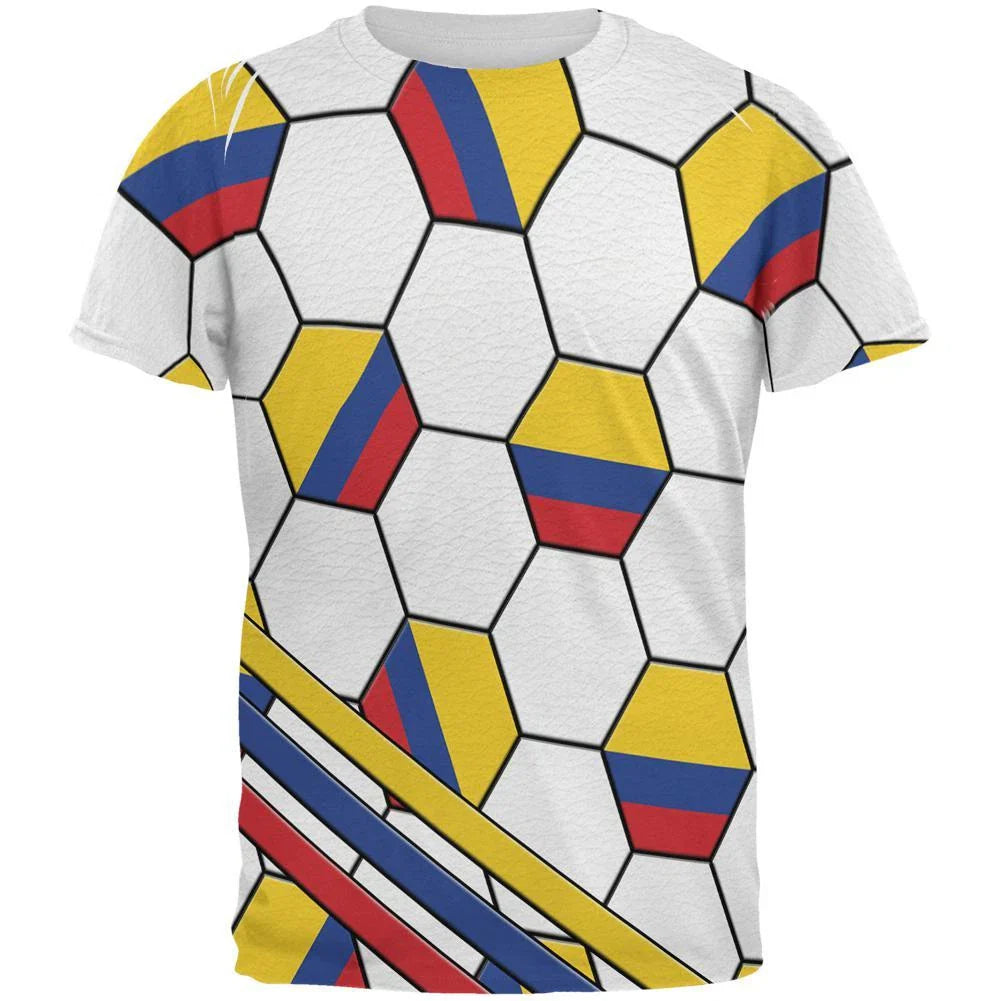 World Cup Colombia Soccer Ball All Over Mens T Shirt Unisex T-shirt, Sweatshirt, Hoodie, Long Sleeve Tee - T-Shirt, Sweatshirt, Hoodie