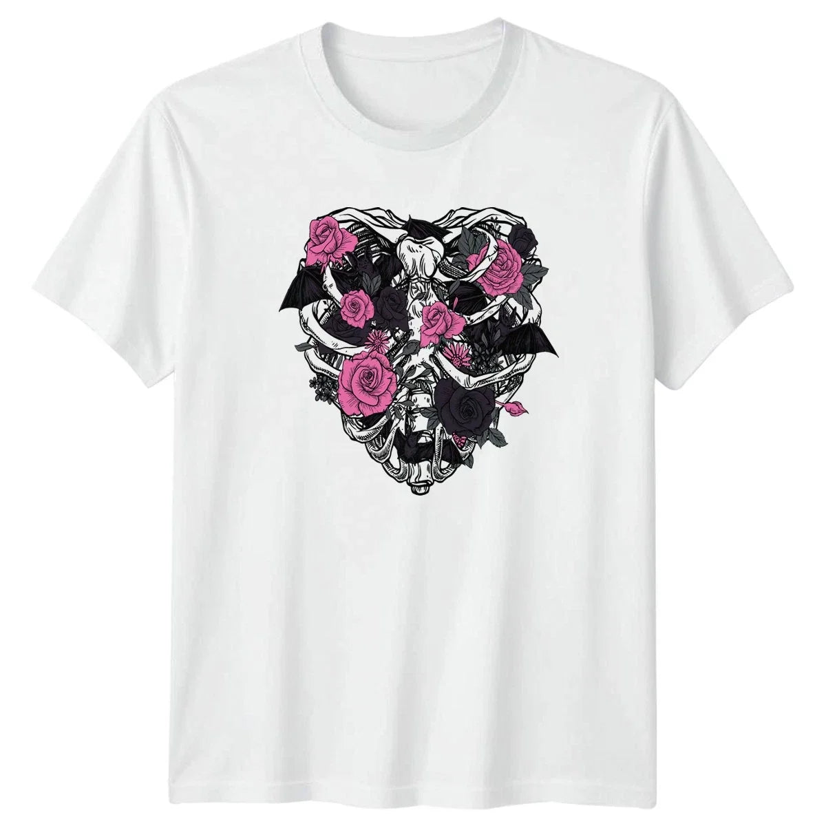 Anatomical Heart Pink Rose Bats T-Shirt Gothic Alternative Dark Floral Unisex T-shirt, Sweatshirt, Hoodie, Long Sleeve Tee - T-Shirt, Sweatshirt, Hoodie
