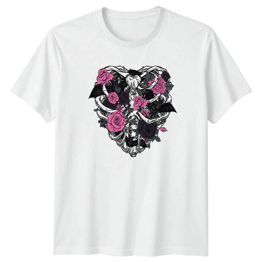 Anatomical Heart Pink Rose Bats T-Shirt Gothic Alternative Dark Floral Unisex T-shirt, Sweatshirt, Hoodie, Long Sleeve Tee - T-Shirt, Sweatshirt, Hoodie