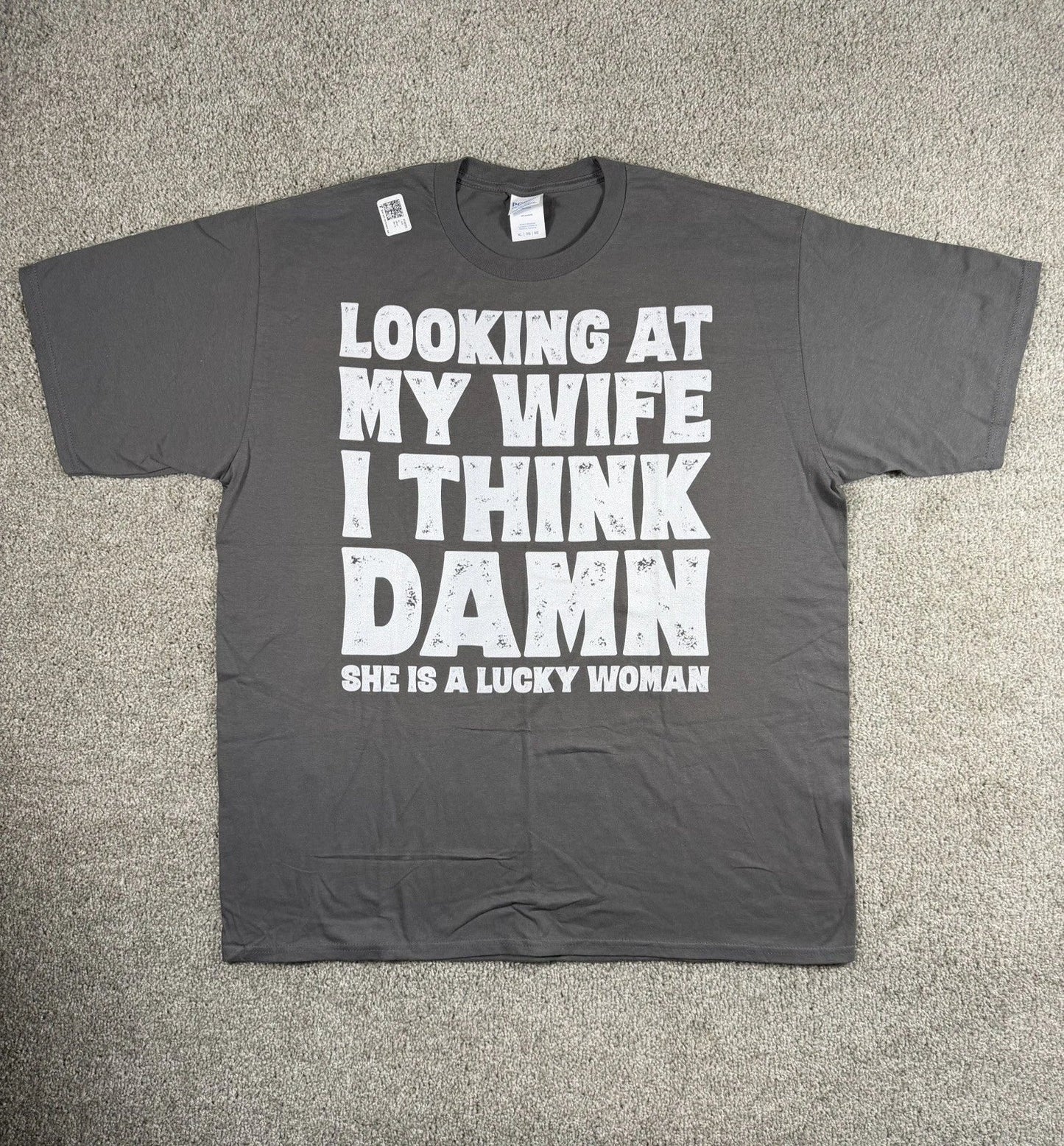 Husband Wife Shirt, She Is A Lucky Woman T-shirt, Dad Jokes Lover Funny T-shirt Unisex T-shirt, Sweatshirt, Hoodie, Long Sleeve Tee - T-Shirt, Sweatshirt, Hoodie