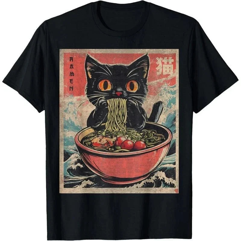 Cat Ramen Japanese Funny Graphic Tees Kawaii Cat Anime Gifts T-Shirt Unisex T-shirt, Sweatshirt, Hoodie, Long Sleeve Tee - T-Shirt, Sweatshirt, Hoodie