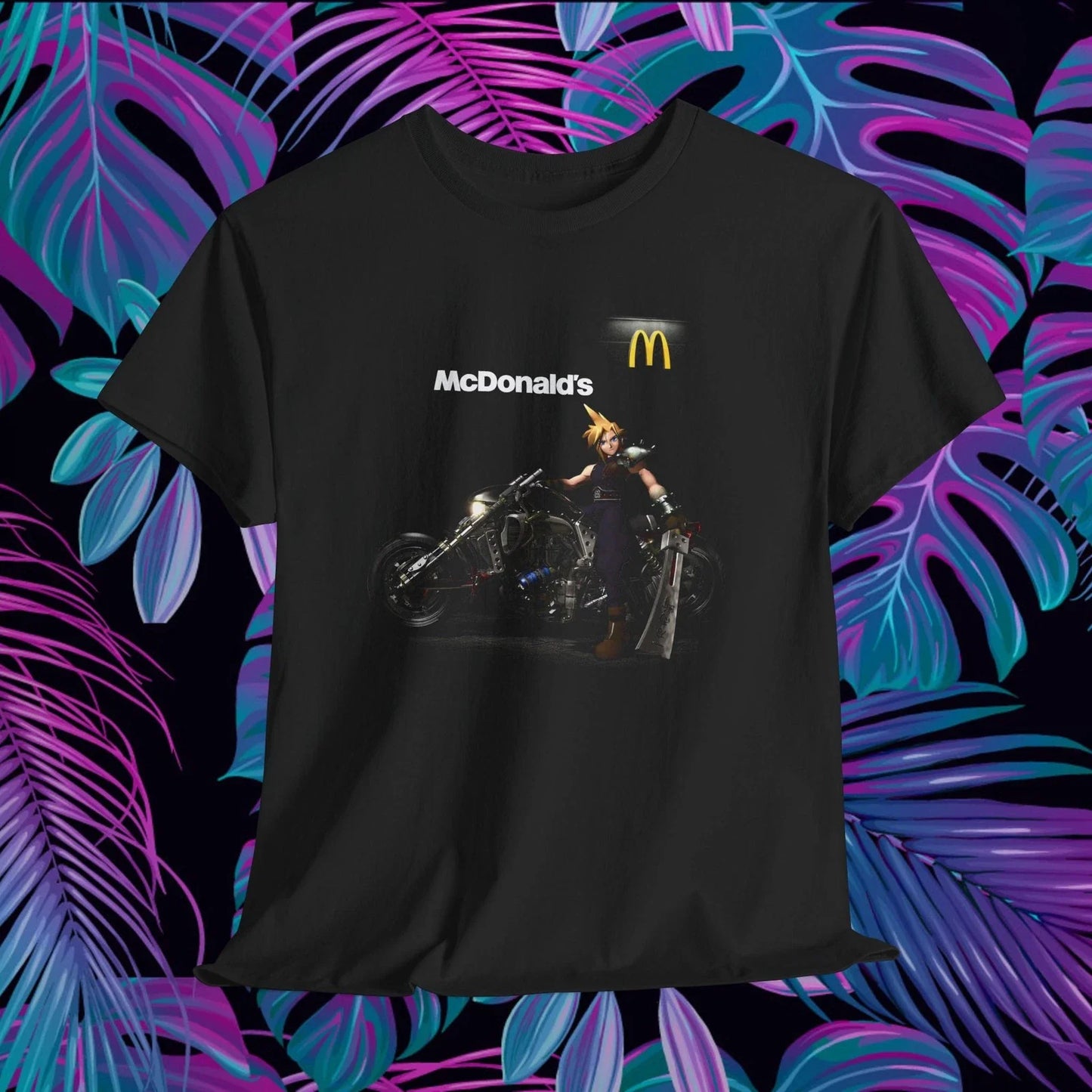 Final Fantasy VII Cloud Strife McDonalds Graphic T Shirt Anime Streetwear FF7 Unisex T-shirt, Sweatshirt, Hoodie, Long Sleeve Tee - T-Shirt, Sweatshirt, Hoodie