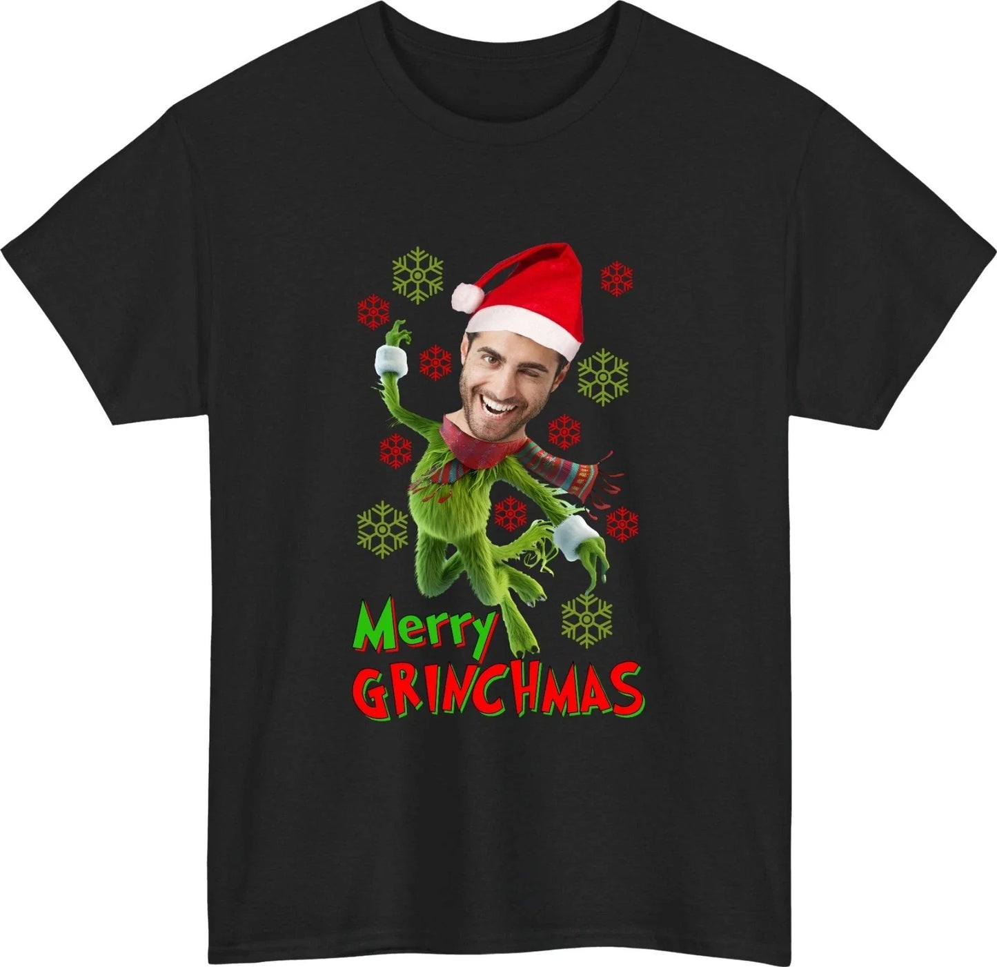 Personalised Grinch Christmas T-Shirt Custom Face Funny Merry Grinchmas Tee Top Unisex T-shirt, Sweatshirt, Hoodie, Long Sleeve Tee - T-Shirt, Sweatshirt, Hoodie