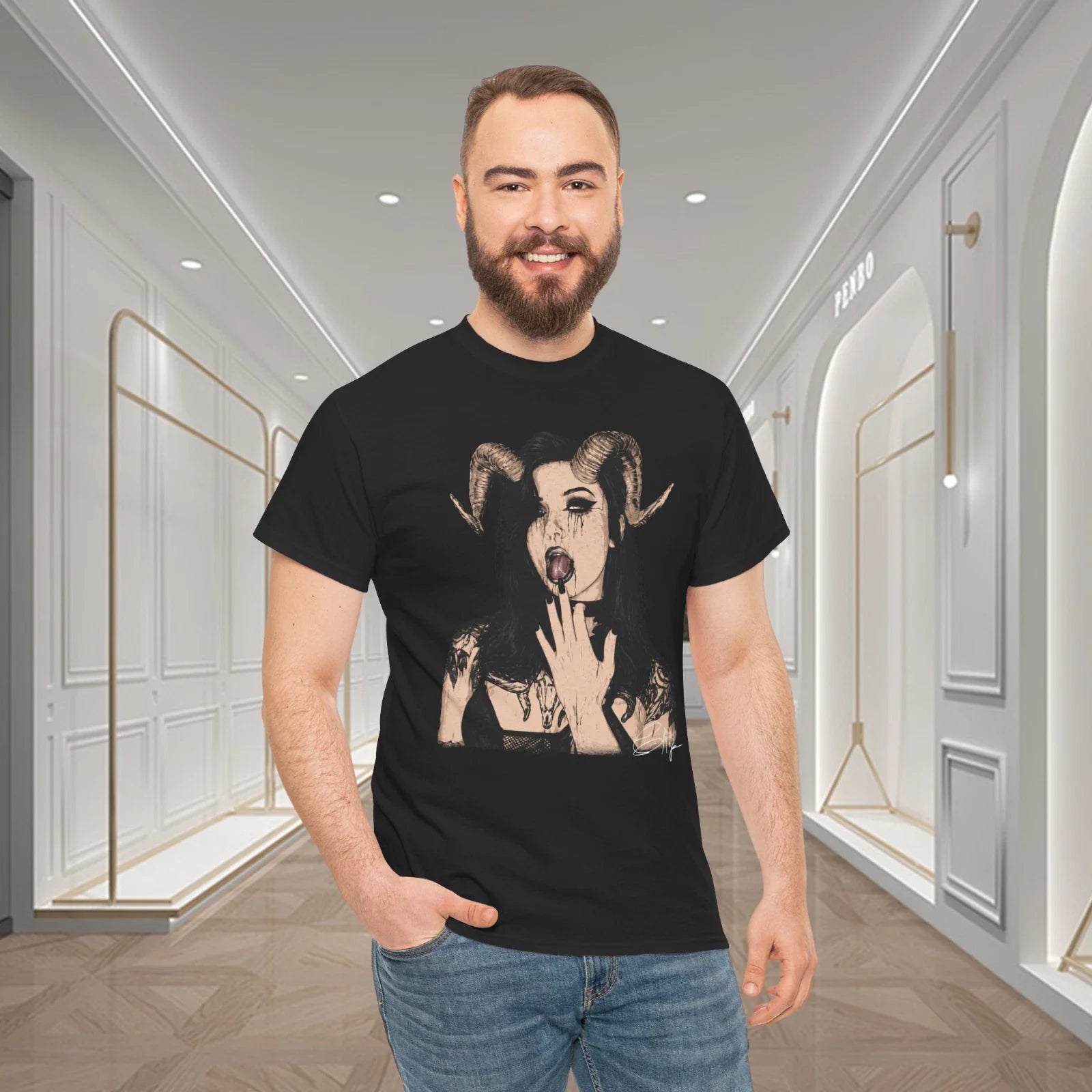 Raven Alternative Gothic Demon Horns Tattooed Woman Graphic T-Shirt Unisex T-shirt, Sweatshirt, Hoodie, Long Sleeve Tee - T-Shirt, Sweatshirt, Hoodie
