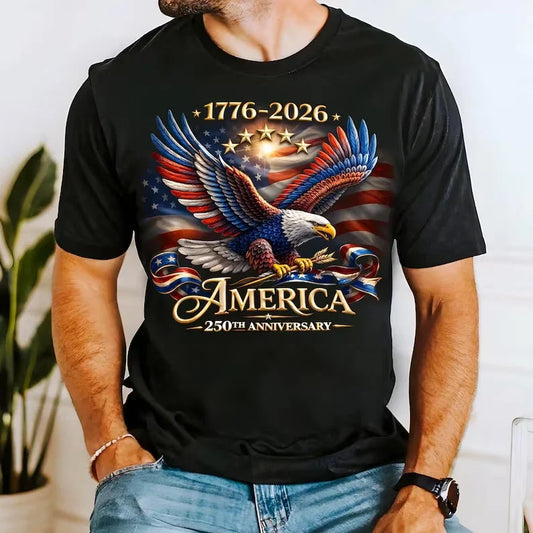 America 250th Anniversary Shirt 1776-2026 Patriotic Bald Eagle USA T-Shirt S-5XL Unisex T-shirt, Sweatshirt, Hoodie, Long Sleeve Tee - T-Shirt, Sweatshirt, Hoodie