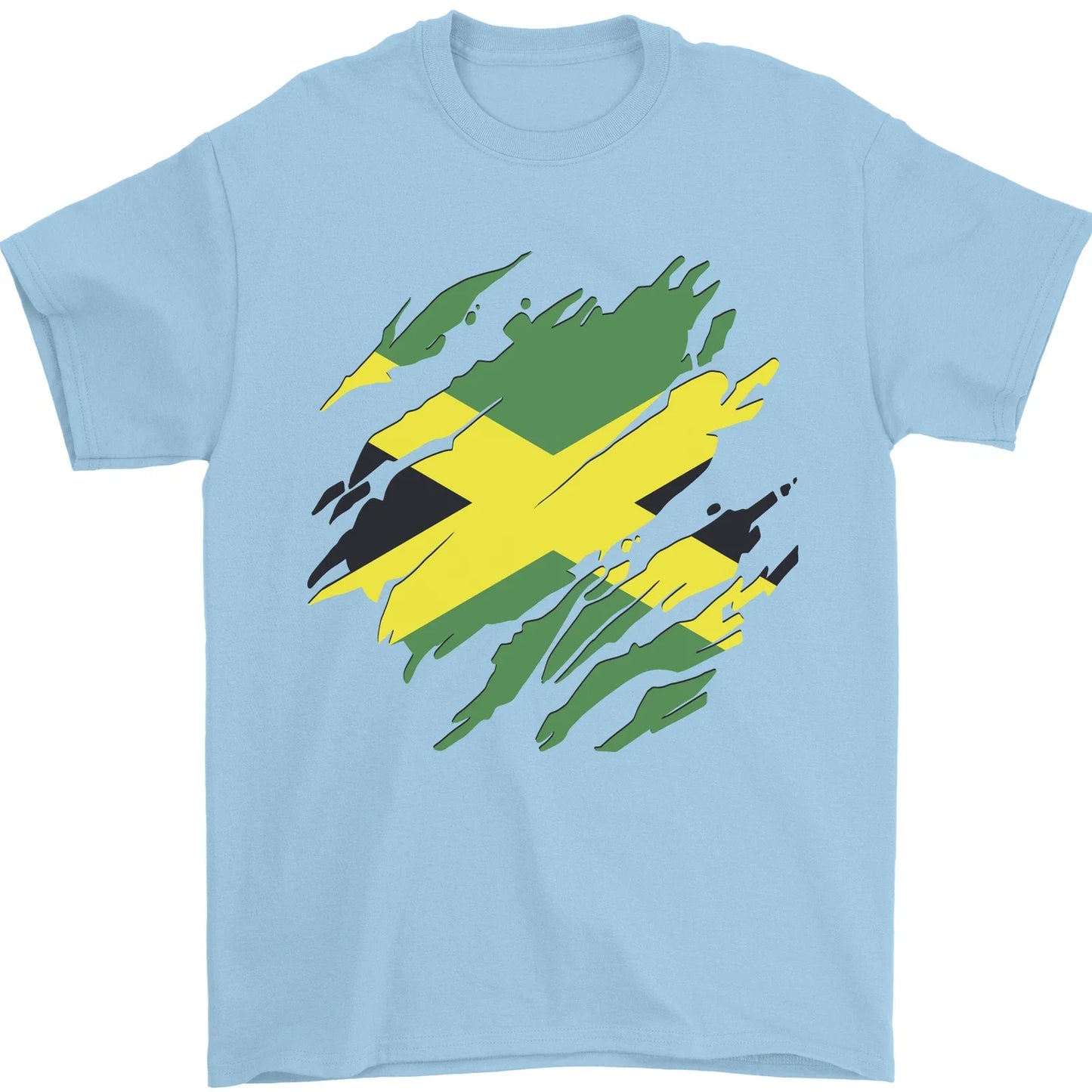 Torn Jamaican Flag Jamaica Day Football Mens T-Shirt 100% Cotton Unisex T-shirt, Sweatshirt, Hoodie, Long Sleeve Tee - T-Shirt, Sweatshirt, Hoodie