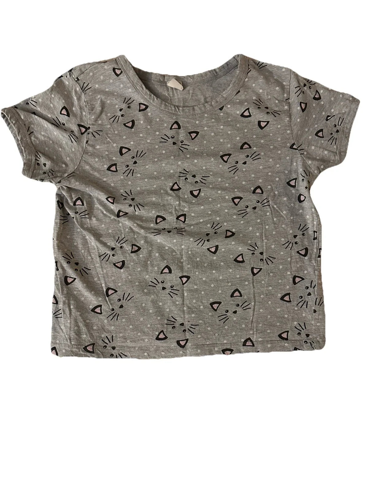 Kawaii Cat Face T-Shirt | Gray  | Short Sleeve Cute Top Sz M- Flawed See Pics Unisex T-shirt, Sweatshirt, Hoodie, Long Sleeve Tee - T-Shirt, Sweatshirt, Hoodie
