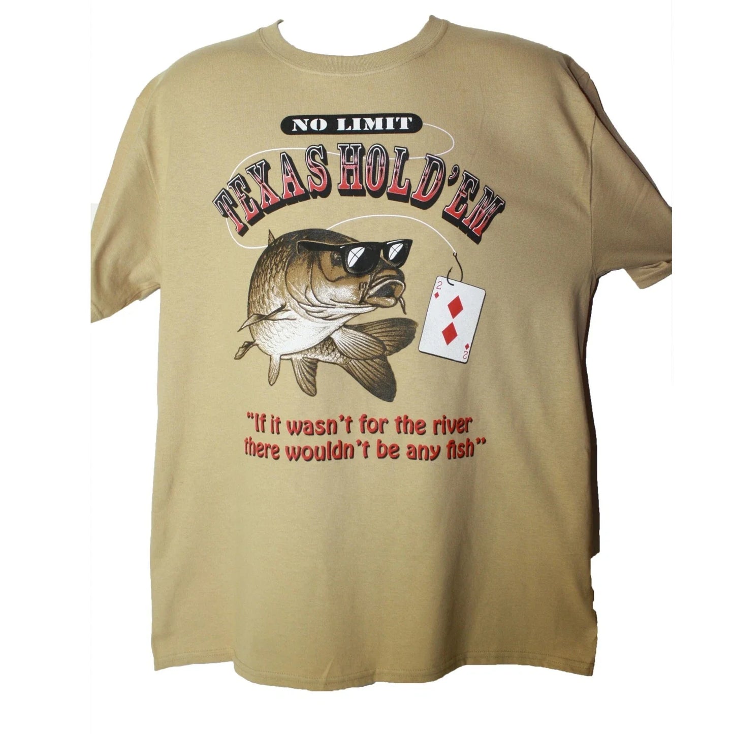 Vintage Texas Hold'em Poker T Shirt Funny Fish on the River Brand New Shirt Unisex T-shirt, Sweatshirt, Hoodie, Long Sleeve Tee - T-Shirt, Sweatshirt, Hoodie