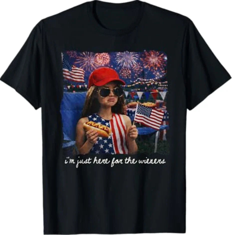 Just Here for The Wieners Funny 4th of July Girl Face Meme T-Shirt Unisex T-shirt, Sweatshirt, Hoodie, Long Sleeve Tee - T-Shirt, Sweatshirt, Hoodie