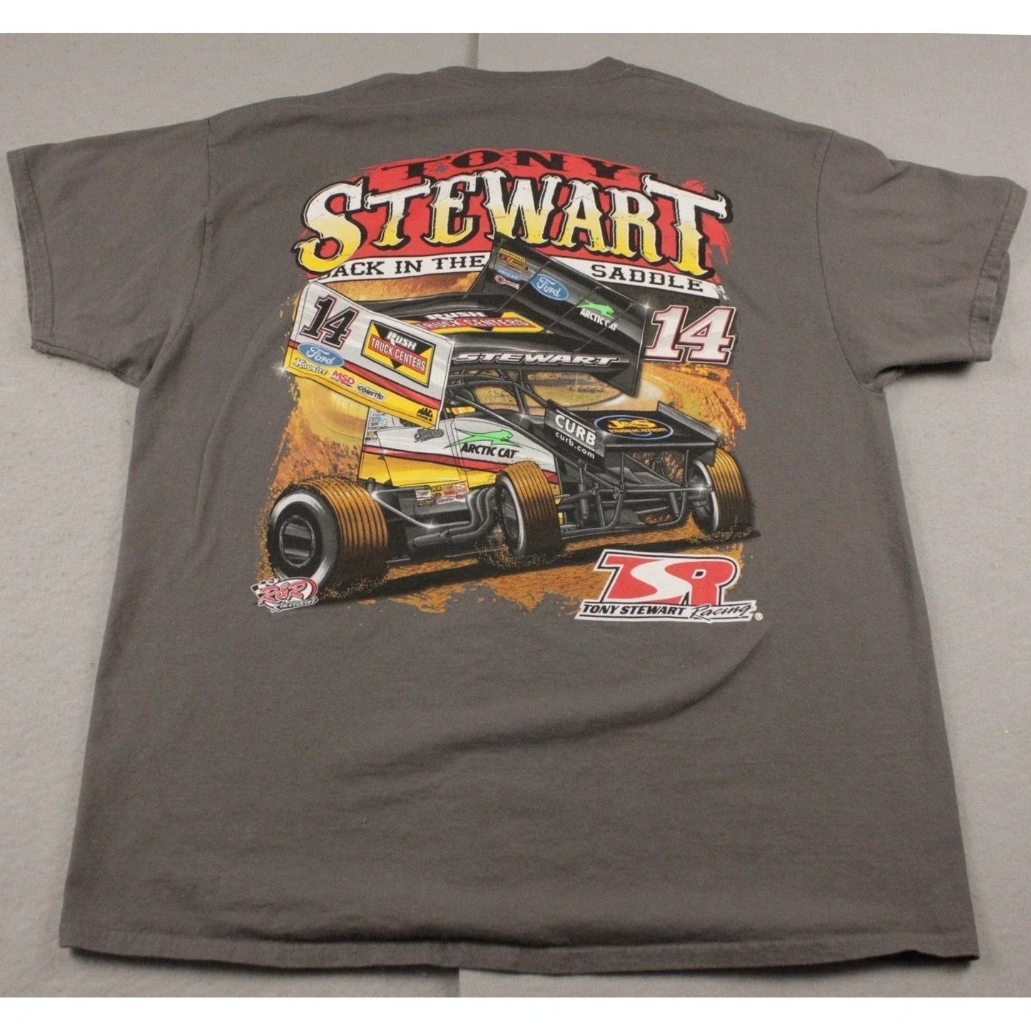 Tony Stewart Racing Back in the Saddle #14  Car Graphic T-Shirt Mens XL Gray Unisex T-shirt, Sweatshirt, Hoodie, Long Sleeve Tee - T-Shirt, Sweatshirt, Hoodie