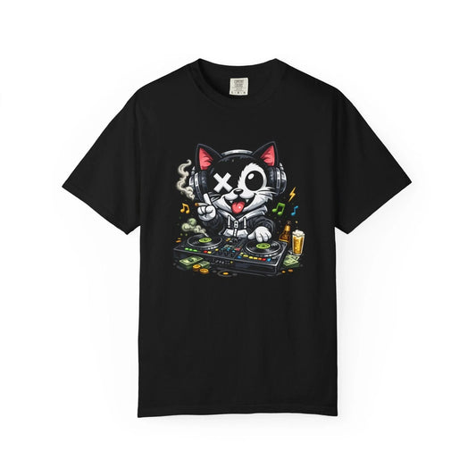 "DJ Cat" Cartoon T-Shirt | Cool Kitty Tee | 4 Colors Unisex T-shirt, Sweatshirt, Hoodie, Long Sleeve Tee - T-Shirt, Sweatshirt, Hoodie
