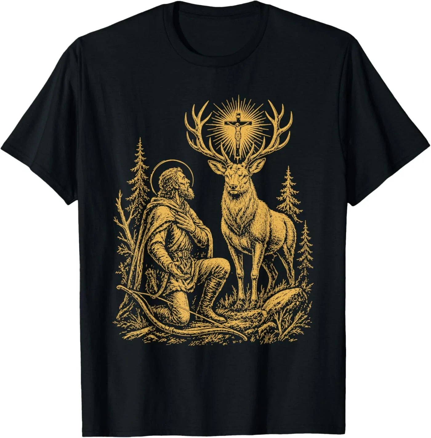 St. Hubert and the Stag Christian Hunter Vision Art T-Shirt Unisex T-shirt, Sweatshirt, Hoodie, Long Sleeve Tee - T-Shirt, Sweatshirt, Hoodie