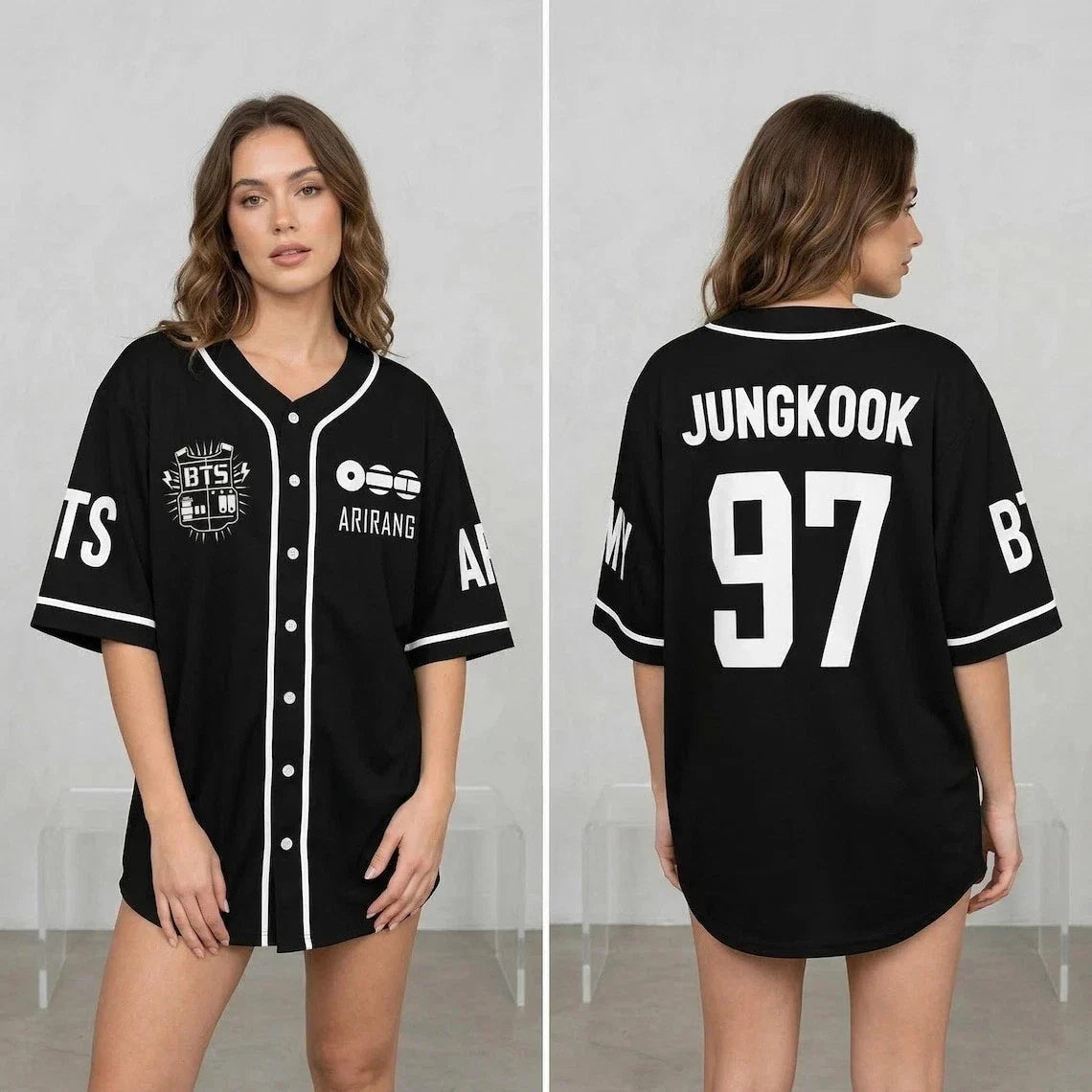 Custom JK BTS V-Neck Jersey, Kpop Army World Tour Shirt, Bangtan Fan Merch sports jersey product view 1