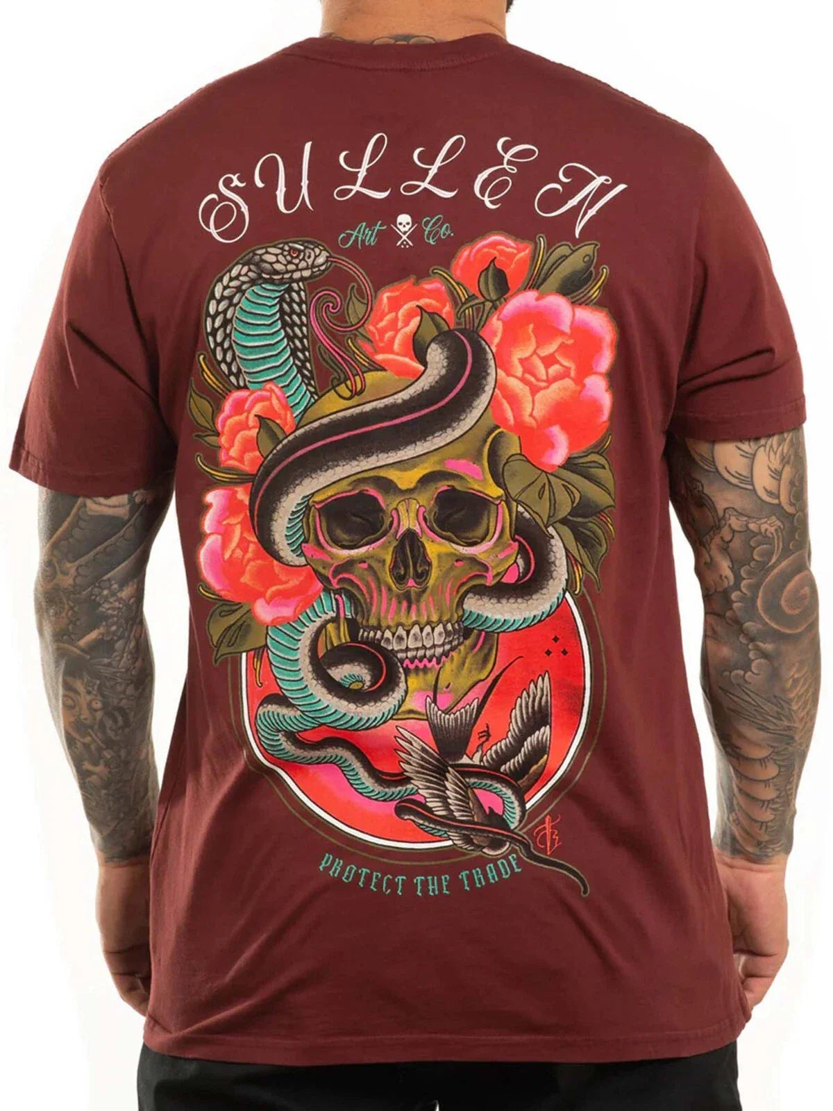 Sullen Men's Cobra Short Sleeve Premium T-shirt Tattoo Snake and Skull Tee Unisex T-shirt, Sweatshirt, Hoodie, Long Sleeve Tee - T-Shirt, Sweatshirt, Hoodie
