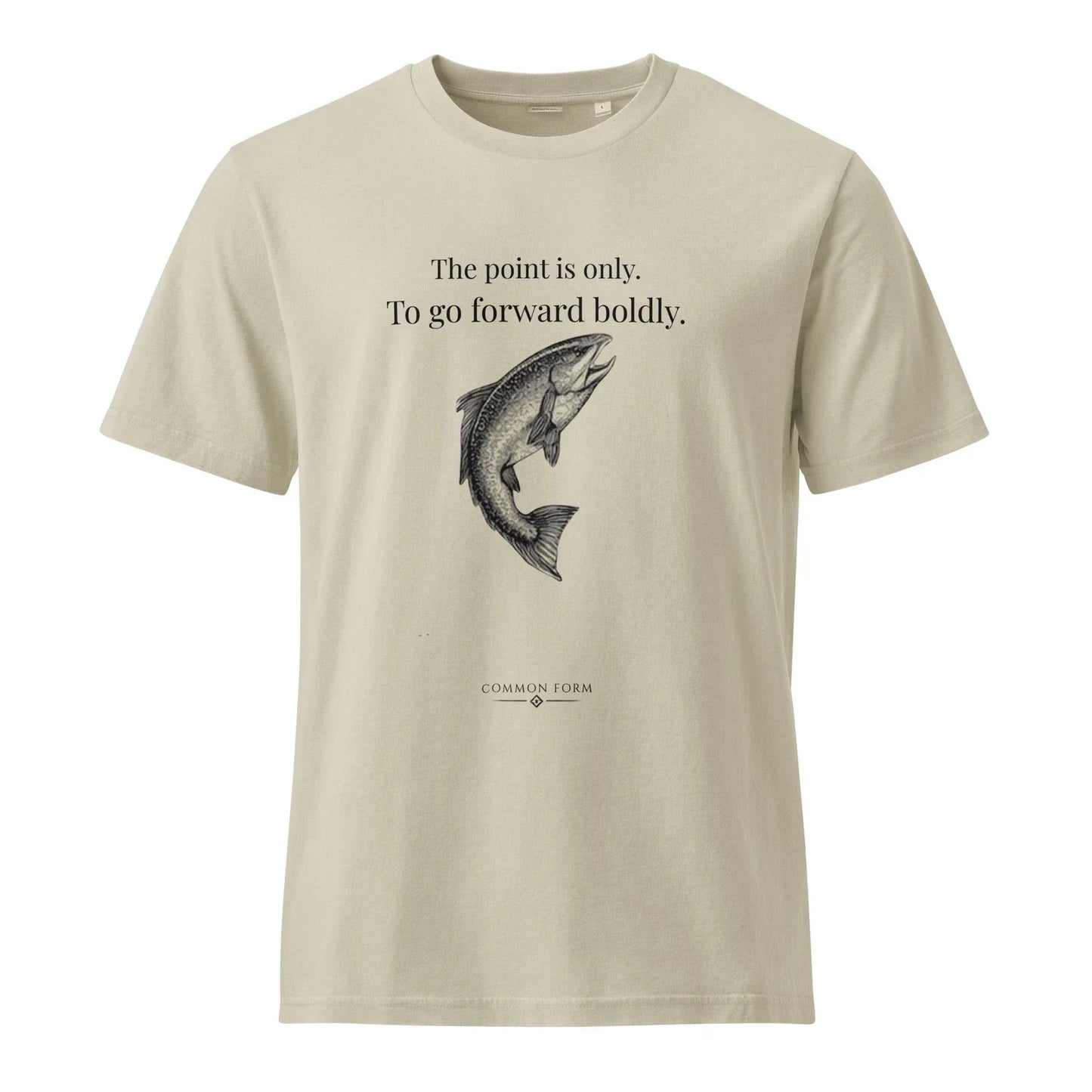 Minimalist Unisex Salmon T-Shirt - Go Forward Boldly - Common Form Unisex T-shirt, Sweatshirt, Hoodie, Long Sleeve Tee - T-Shirt, Sweatshirt, Hoodie