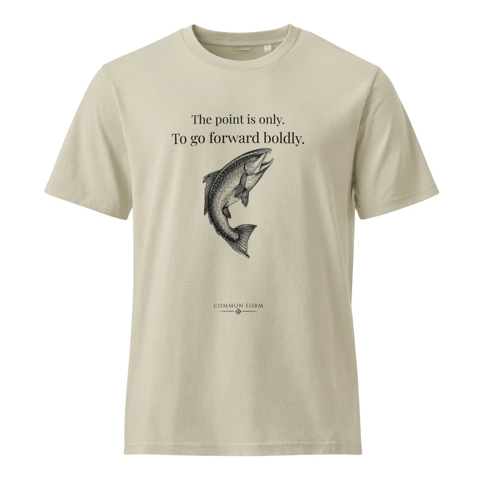 Minimalist Unisex Salmon T-Shirt - Go Forward Boldly - Common Form Unisex T-shirt, Sweatshirt, Hoodie, Long Sleeve Tee - T-Shirt, Sweatshirt, Hoodie