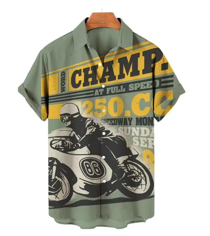 Mens Button Down Shirts Motorcycle Motorbike Printed Hawaiian Tops Novelty Gift Unisex T-shirt, Sweatshirt, Hoodie, Long Sleeve Tee - T-Shirt, Sweatshirt, Hoodie