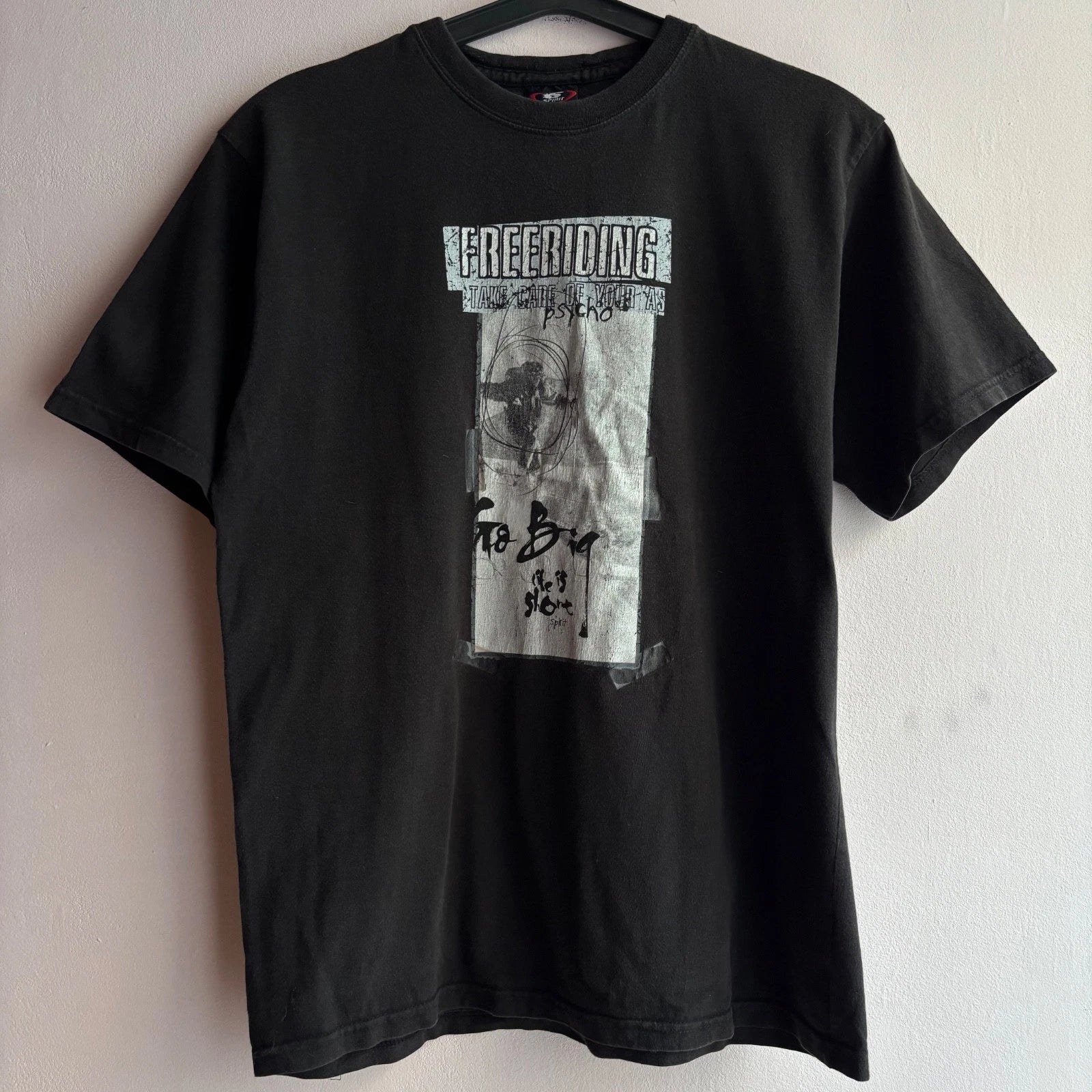 Vintage Spirit Freeriding Graphic T Shirt Black Size M Y2K Unisex T-shirt, Sweatshirt, Hoodie, Long Sleeve Tee - T-Shirt, Sweatshirt, Hoodie