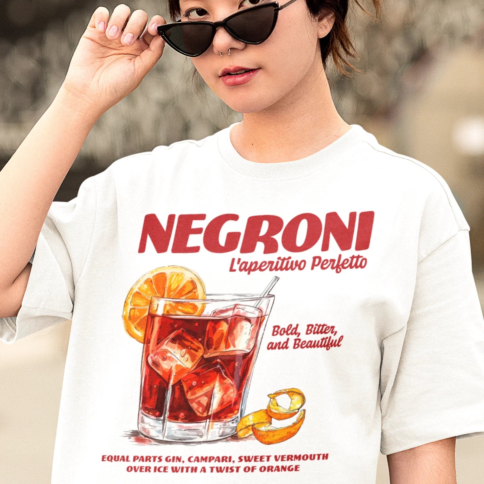 Vintage-Style Negroni Cocktail T-Shirt - Perfect for Bar Lovers Unisex T-shirt, Sweatshirt, Hoodie, Long Sleeve Tee - T-Shirt, Sweatshirt, Hoodie