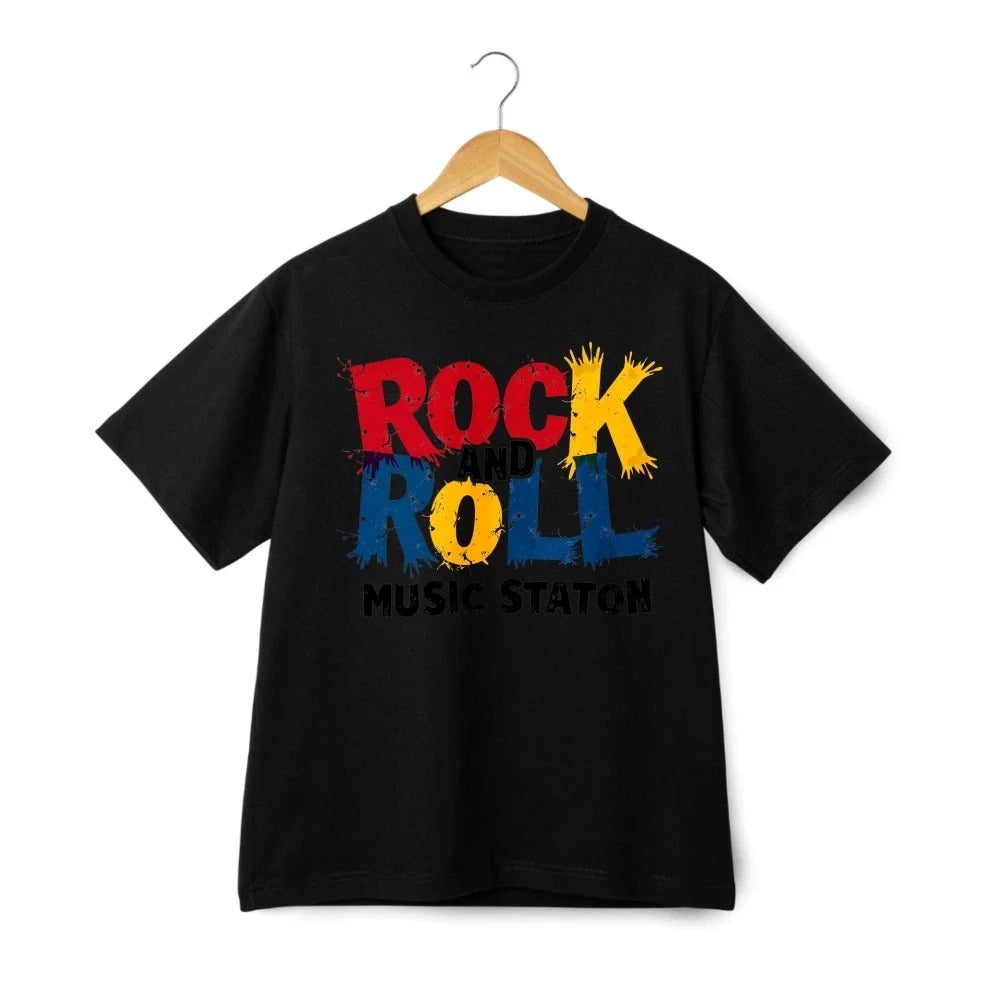 Rock and Roll Music Station T-Shirt, Vintage Retro Graphic Tee for Music Lovers Unisex T-shirt, Sweatshirt, Hoodie, Long Sleeve Tee - T-Shirt, Sweatshirt, Hoodie