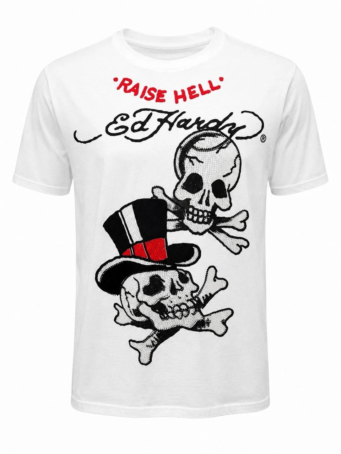 Ed Hardy Raise Hell Skull Rhinestone T Shirt XL BNWT Y2K Christian Audigier Unisex T-shirt, Sweatshirt, Hoodie, Long Sleeve Tee - T-Shirt, Sweatshirt, Hoodie