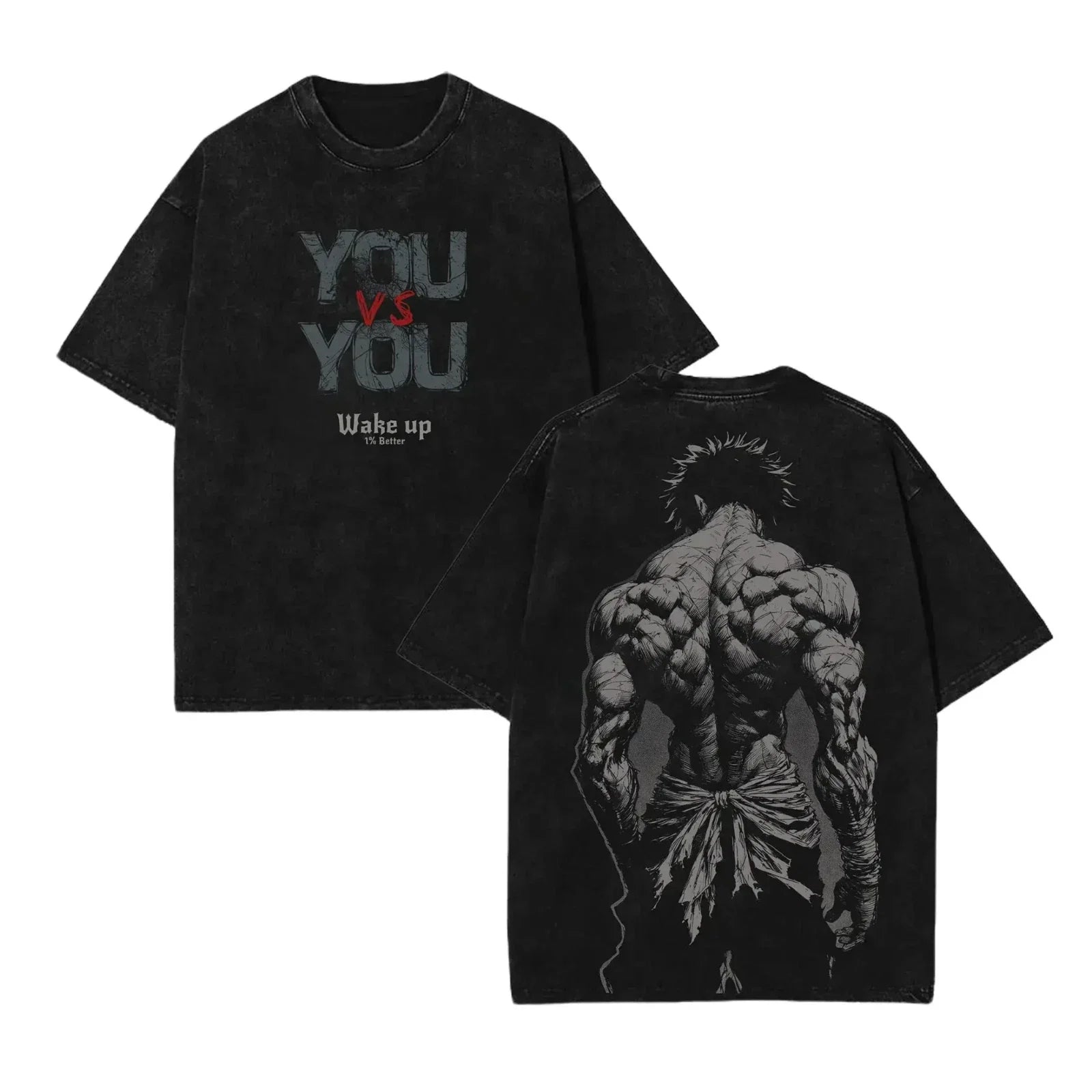 Baki Hanma Baki the Grappler Colletion Anime Double Printed Vintage Washed Tee - Unisex T-shirt, Sweatshirt, Hoodie, Long Sleeve Tee - T-Shirt, Sweatshirt, Hoodie