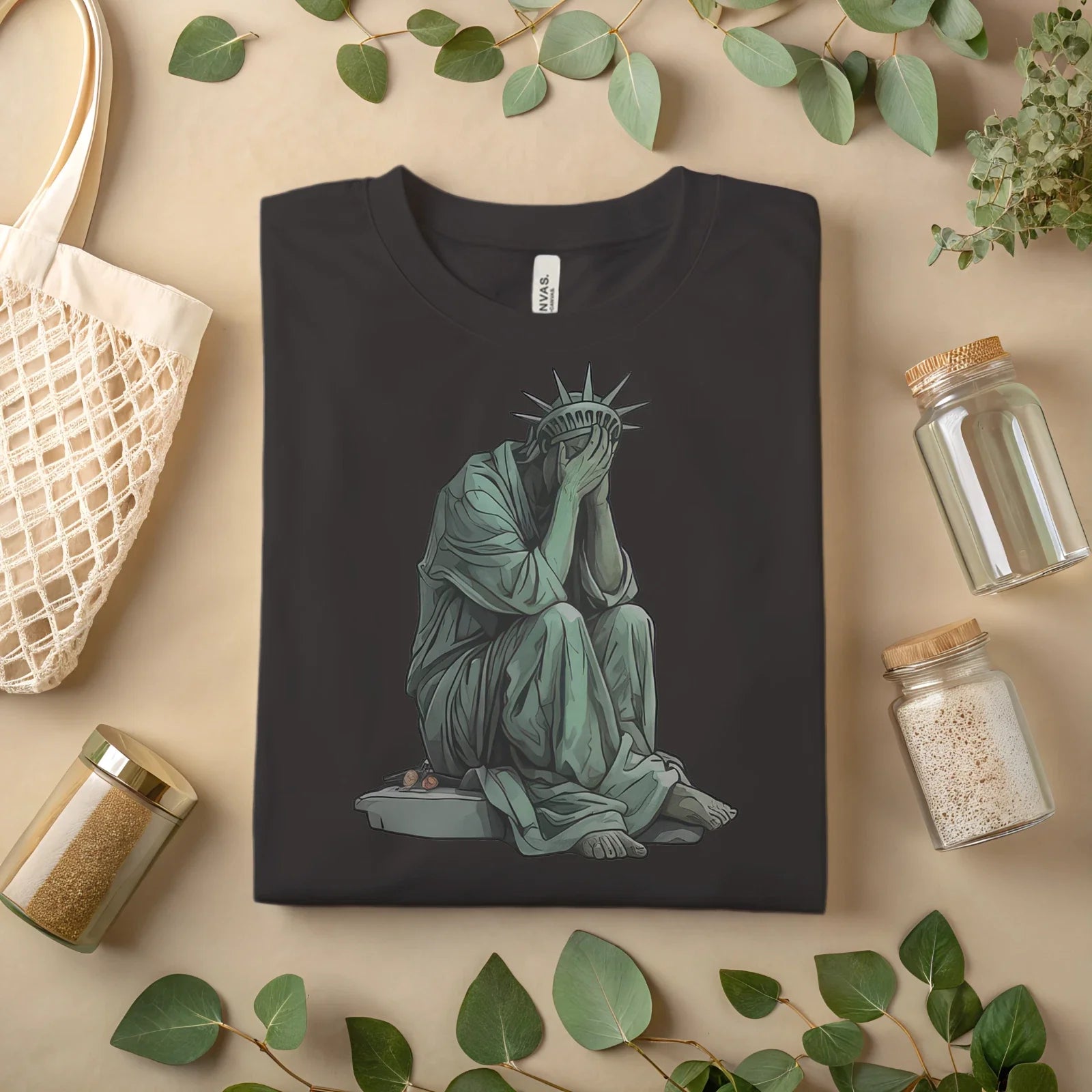 Crying Statue of Liberty T-Shirt  Political Satire Graphic Tee A119 Unisex T-shirt, Sweatshirt, Hoodie, Long Sleeve Tee - T-Shirt, Sweatshirt, Hoodie