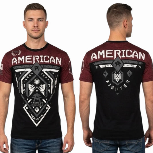 AMERICAN FIGHTER Black Rusted Red FAIRBANKS Athletic Graphic T-shirt NWT Unisex T-shirt, Sweatshirt, Hoodie, Long Sleeve Tee - T-Shirt, Sweatshirt, Hoodie