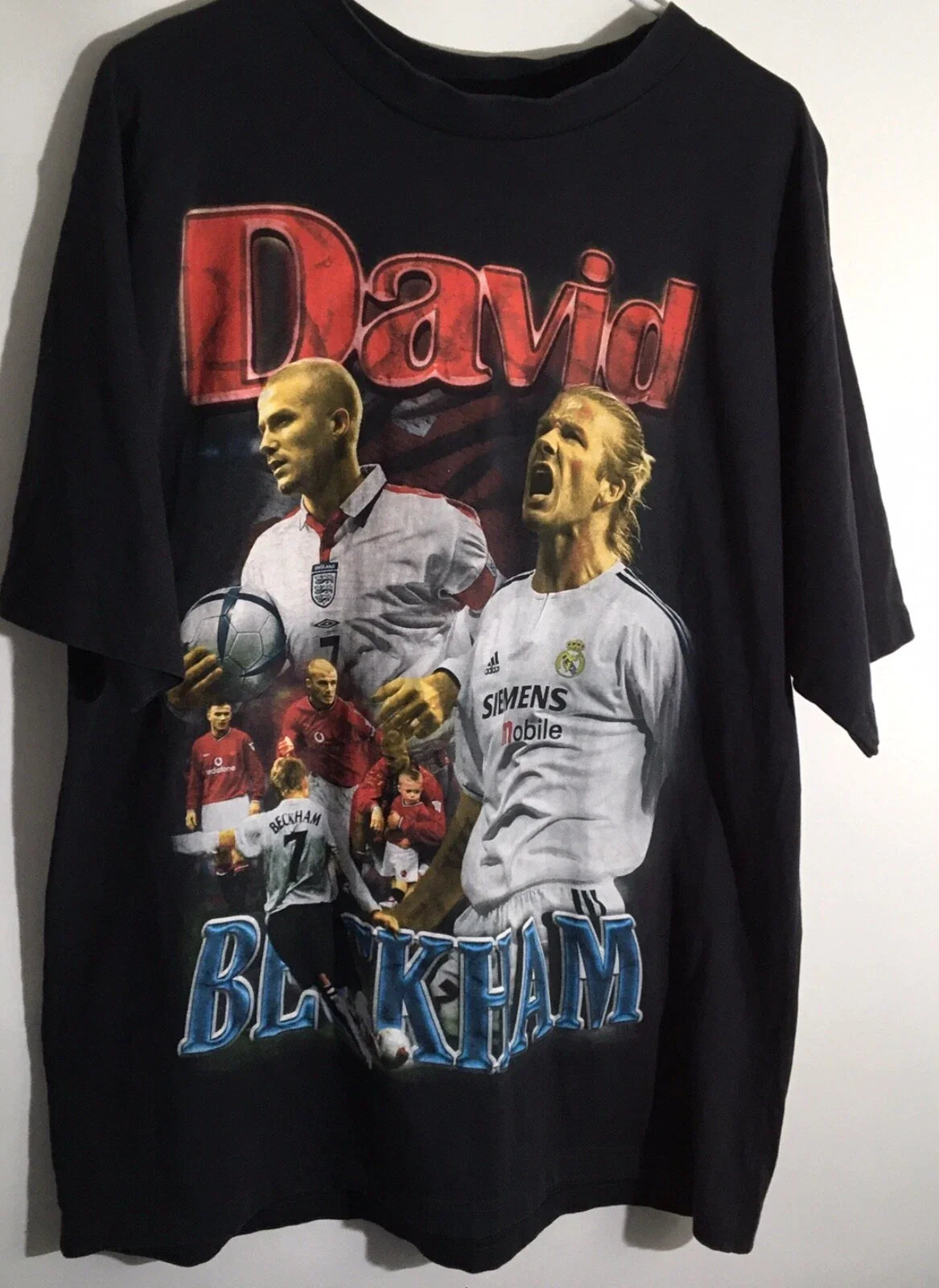 Marino Morwood David Beckham Men's Sz Large Black Soccer Vintage T-Shirt Tee Unisex T-shirt, Sweatshirt, Hoodie, Long Sleeve Tee - T-Shirt, Sweatshirt, Hoodie