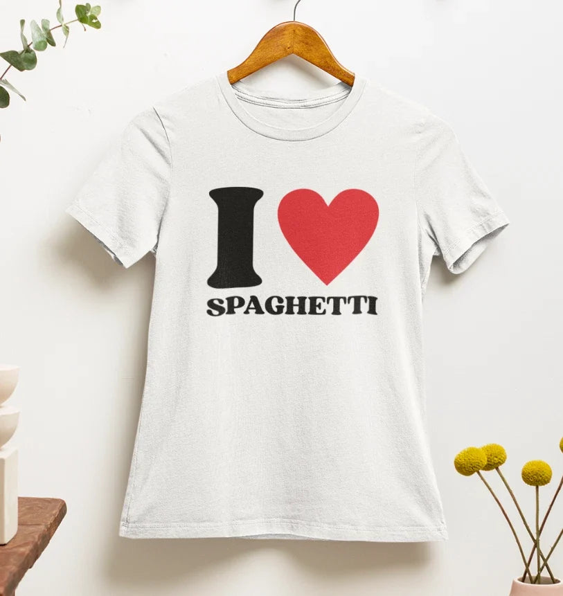 I Love Spaghetti T shirt | y2k | 2000s | italy | 90s | aesthetics | italian food Unisex T-shirt, Sweatshirt, Hoodie, Long Sleeve Tee - T-Shirt, Sweatshirt, Hoodie