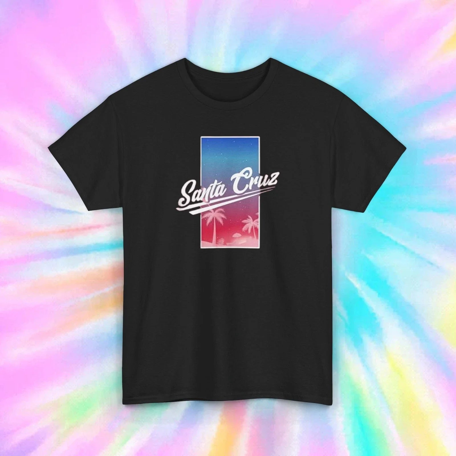 Santa Cruz Shirt Retro Beach Sunset Palm Trees California Graphic Tee S-5XL Unisex T-shirt, Sweatshirt, Hoodie, Long Sleeve Tee - T-Shirt, Sweatshirt, Hoodie