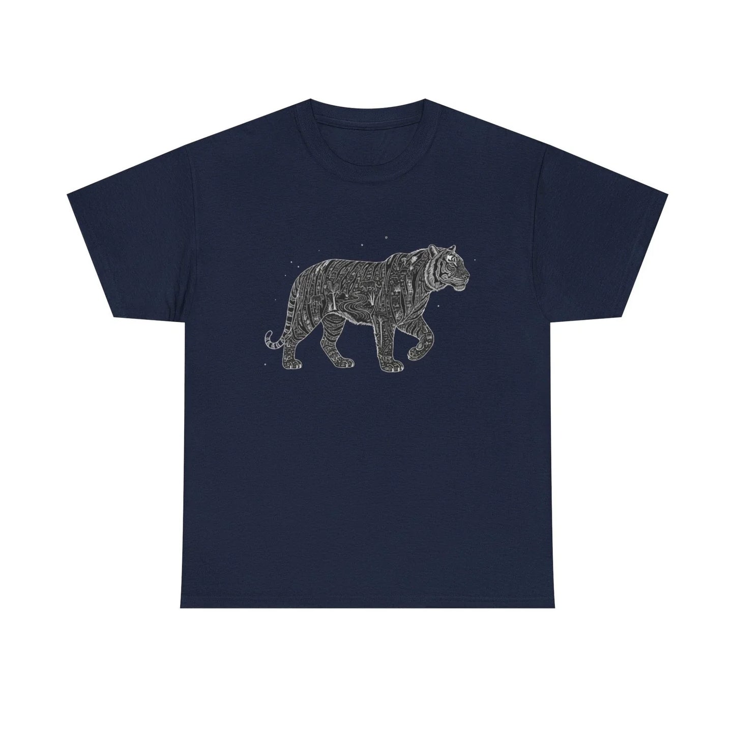 Vintage Tiger Illustration T-Shirt | Line Art Style KP Design Unisex T-shirt, Sweatshirt, Hoodie, Long Sleeve Tee - T-Shirt, Sweatshirt, Hoodie