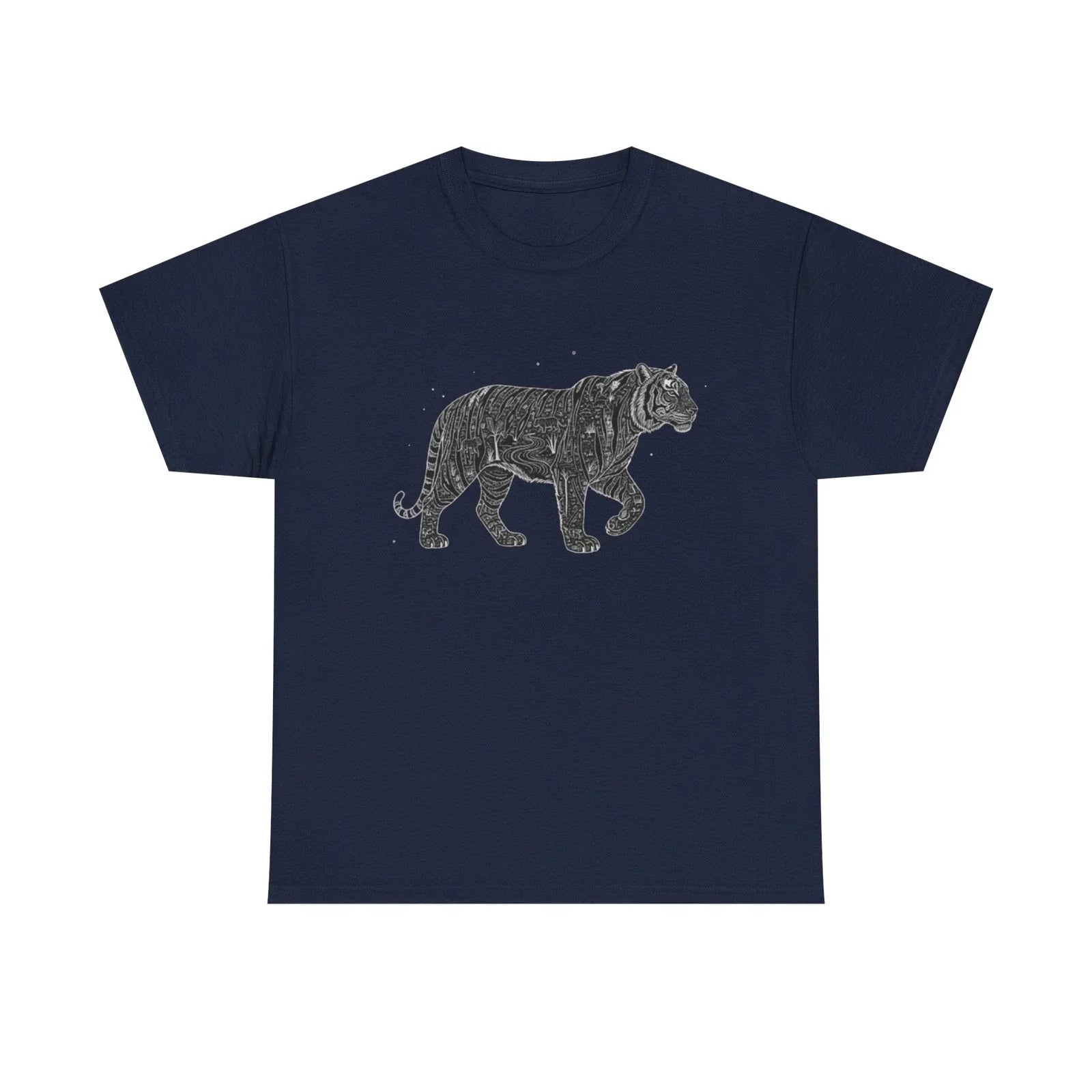 Vintage Tiger Illustration T-Shirt | Line Art Style KP Design Unisex T-shirt, Sweatshirt, Hoodie, Long Sleeve Tee - T-Shirt, Sweatshirt, Hoodie