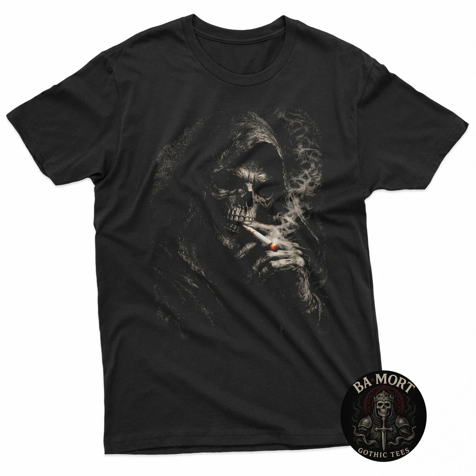 Smoking Grim Reaper Shirt Dark Gothic Skeleton T-Shirt Unisex T-shirt, Sweatshirt, Hoodie, Long Sleeve Tee - T-Shirt, Sweatshirt, Hoodie