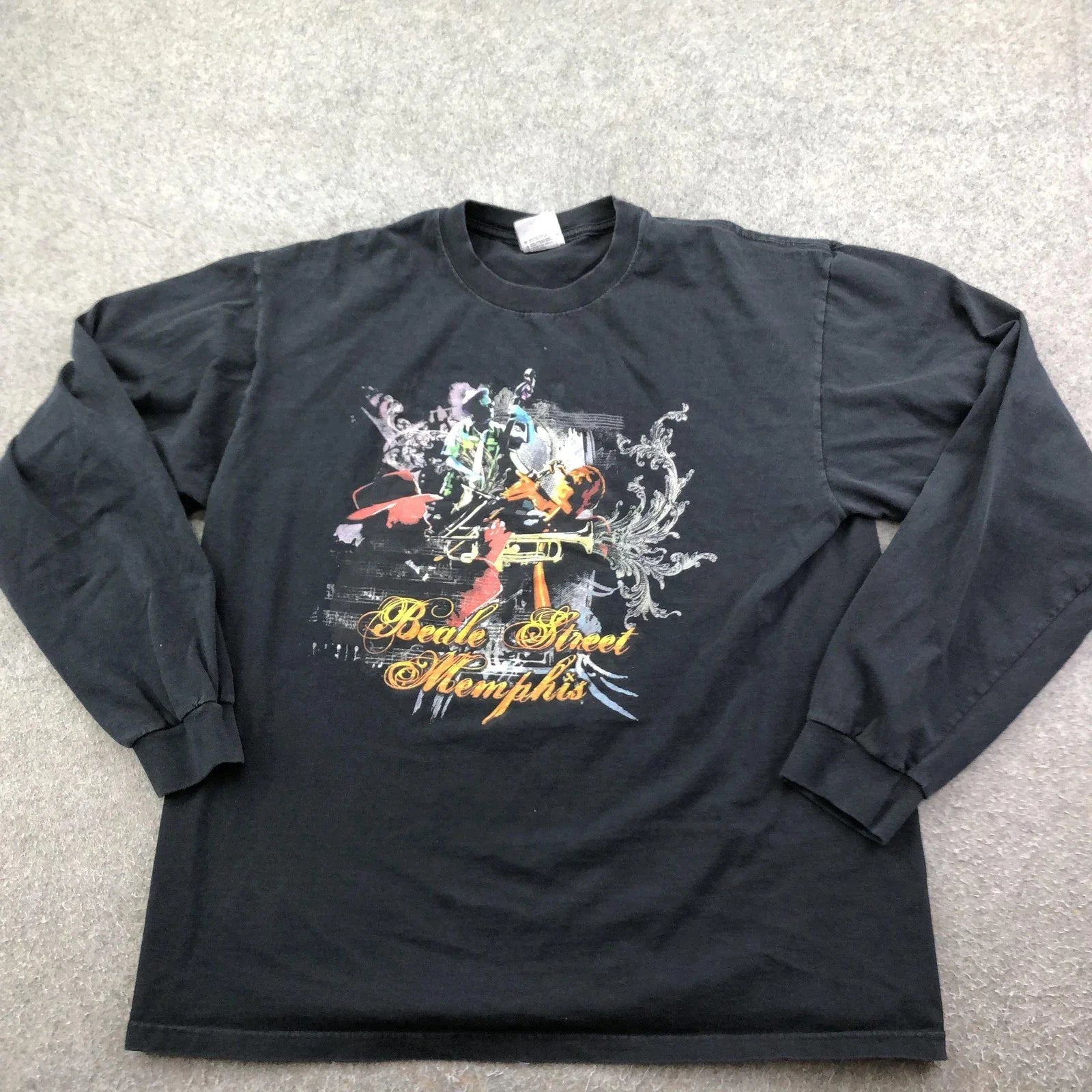 Vintage Beale Street Memphis Shirt Mens XL Black Jazz Music Graphic Long Sleeve Unisex T-shirt, Sweatshirt, Hoodie, Long Sleeve Tee - T-Shirt, Sweatshirt, Hoodie