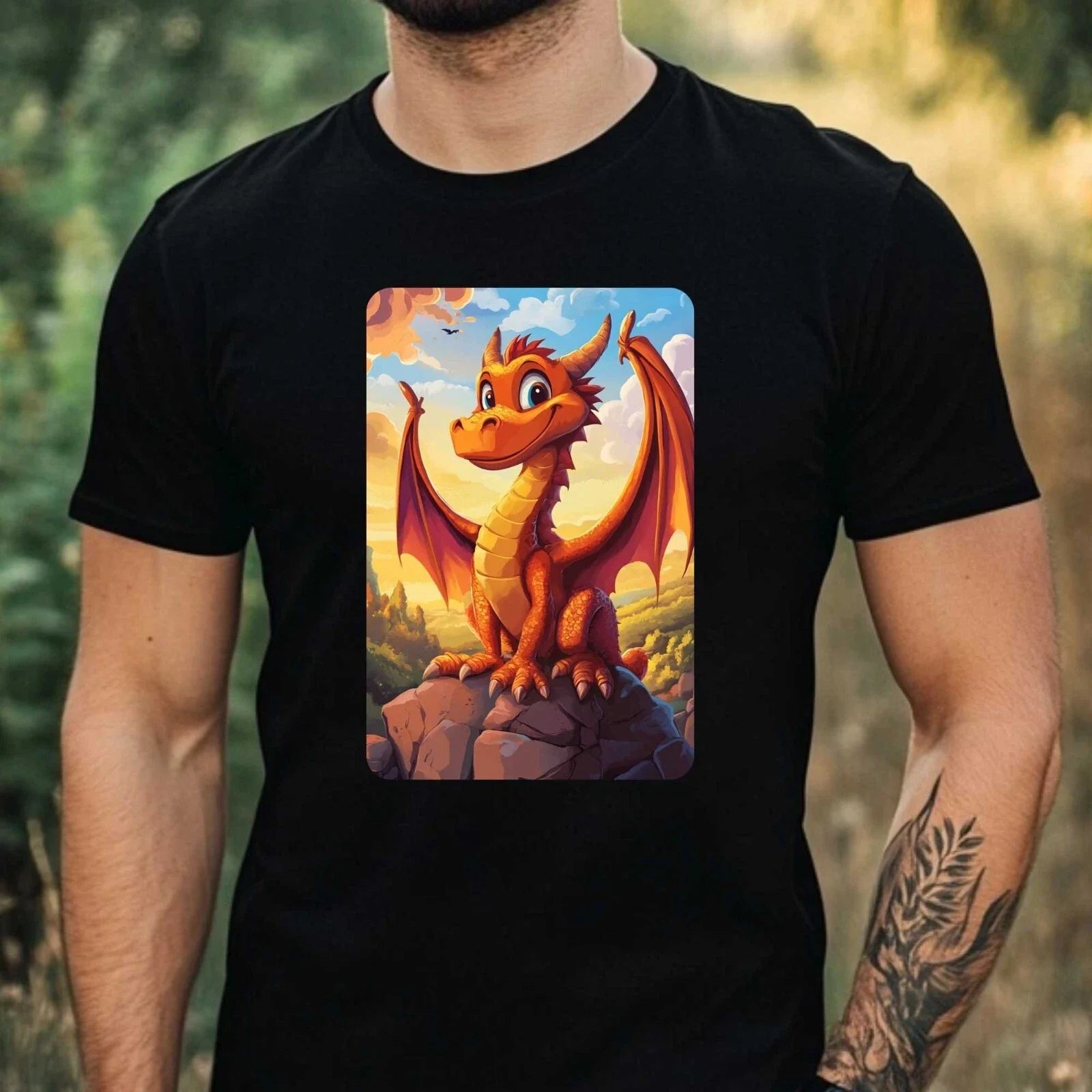 Mens Dragon Cartoon Theme Cotton T-Shirt Size XS to 5XL Unisex T-shirt, Sweatshirt, Hoodie, Long Sleeve Tee - T-Shirt, Sweatshirt, Hoodie