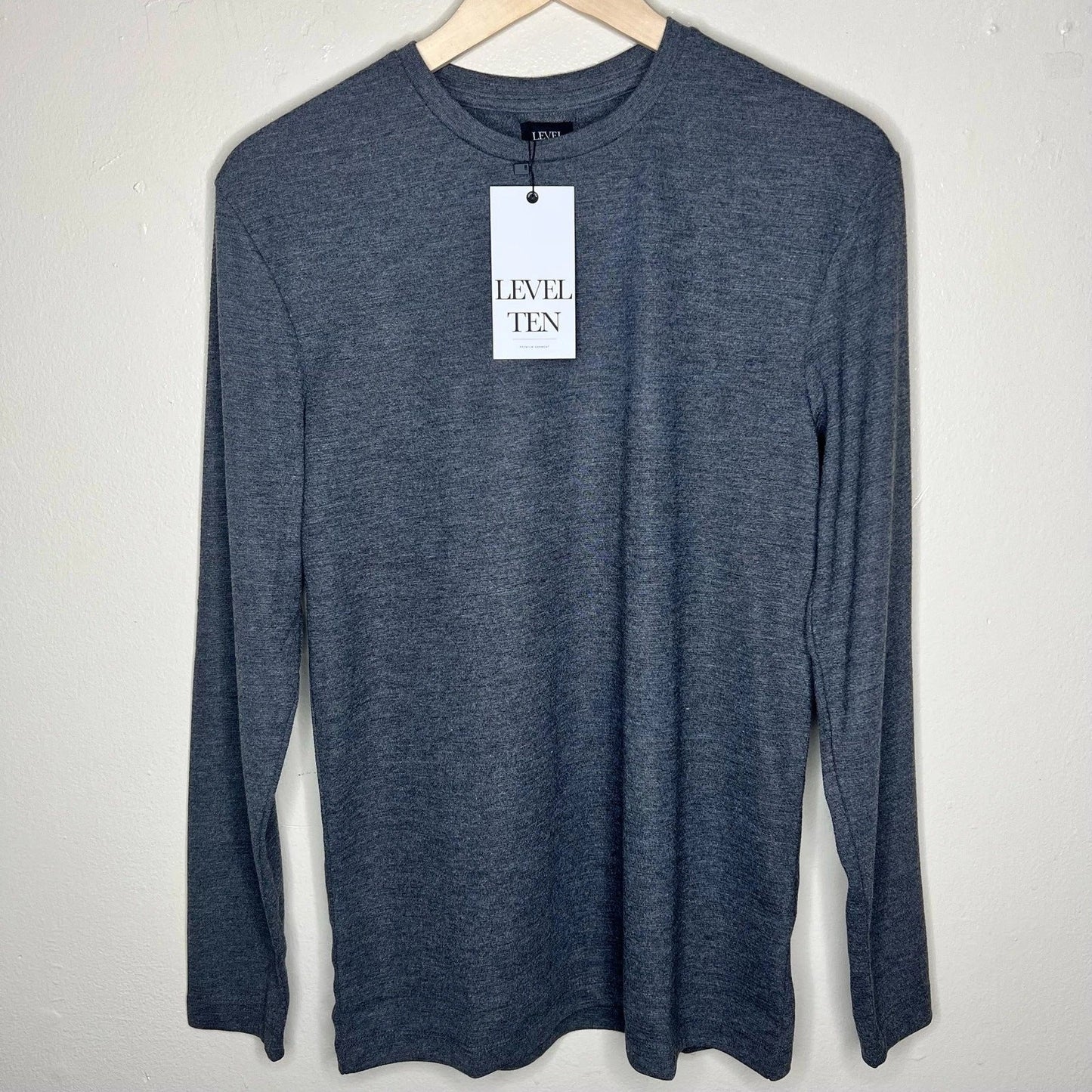 Level Ten Shirt Men Small Long Sleeve Knit Tee Crewneck Charcoal Gray Minimalist Unisex T-shirt, Sweatshirt, Hoodie, Long Sleeve Tee - T-Shirt, Sweatshirt, Hoodie